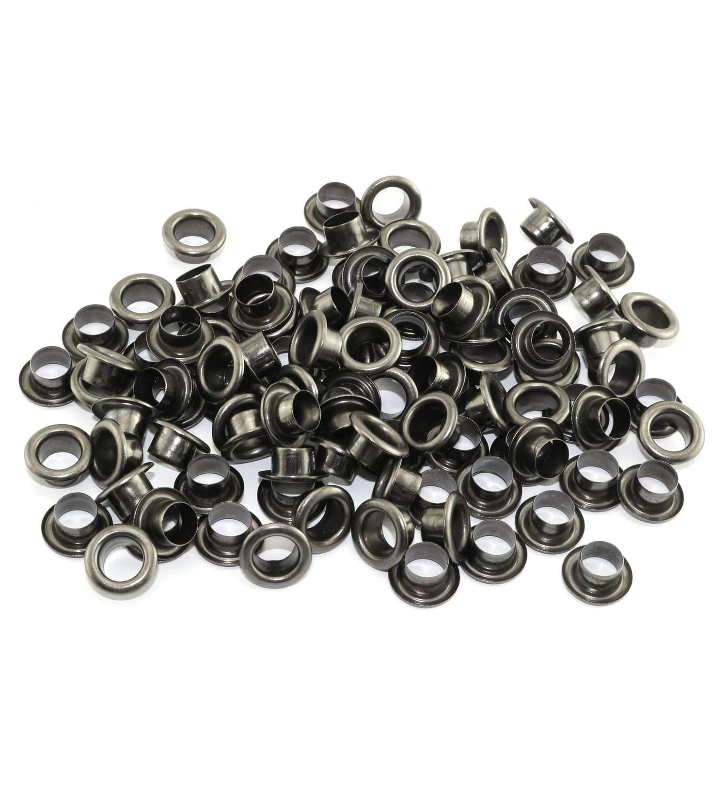 RuiLing 100pcs 4mm Black Metal Eyelets Round Inner Hole Grommets DIY Rivet Leathercraft Accessories Air-Hole for Shoes Belt Bag Tag Clothes Scrapbook