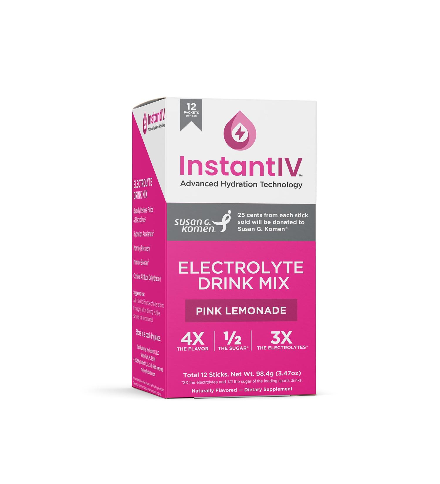 Electrolytes Powder - Hydration & Recovery with Vitamin C | Vegan Gluten-Free Pink Lemonade - 12 Packets - Buy Online on GoSupps.com