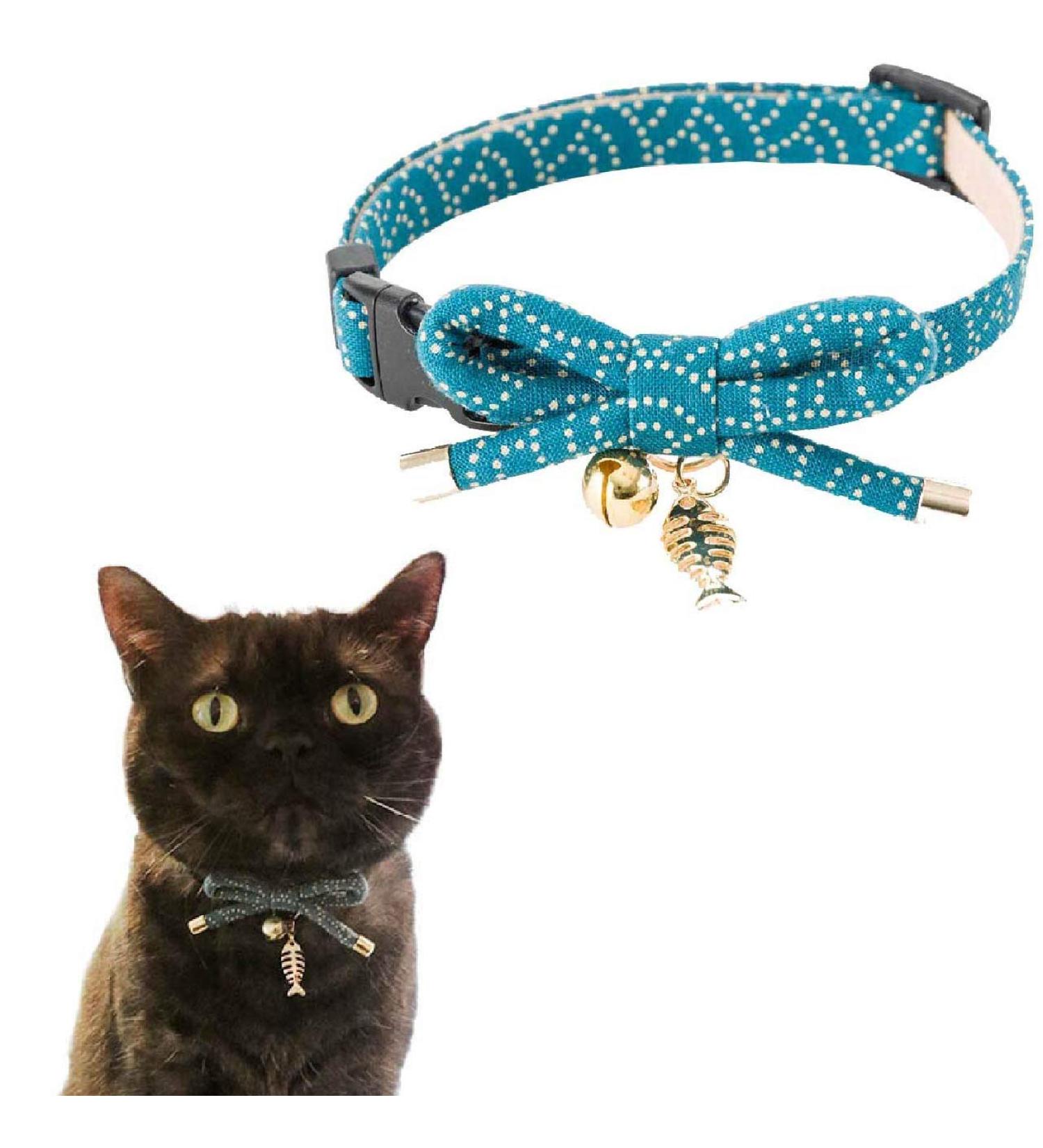 Necoichi Zen Fish Charm Cat Collar in Blue - Stylish and Comfortable - Buy Online on GoSupps.com