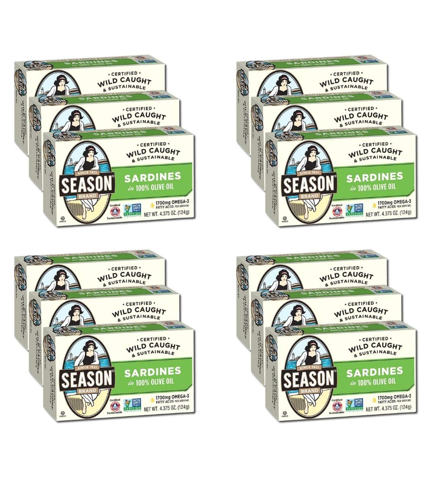 Wild Caught Sardines in Olive Oil | Gluten Free, Keto, Paleo, Non-GMO | Omega-3 Rich | 4.375 oz (Pack of 12) - Buy Online on GoSupps.com