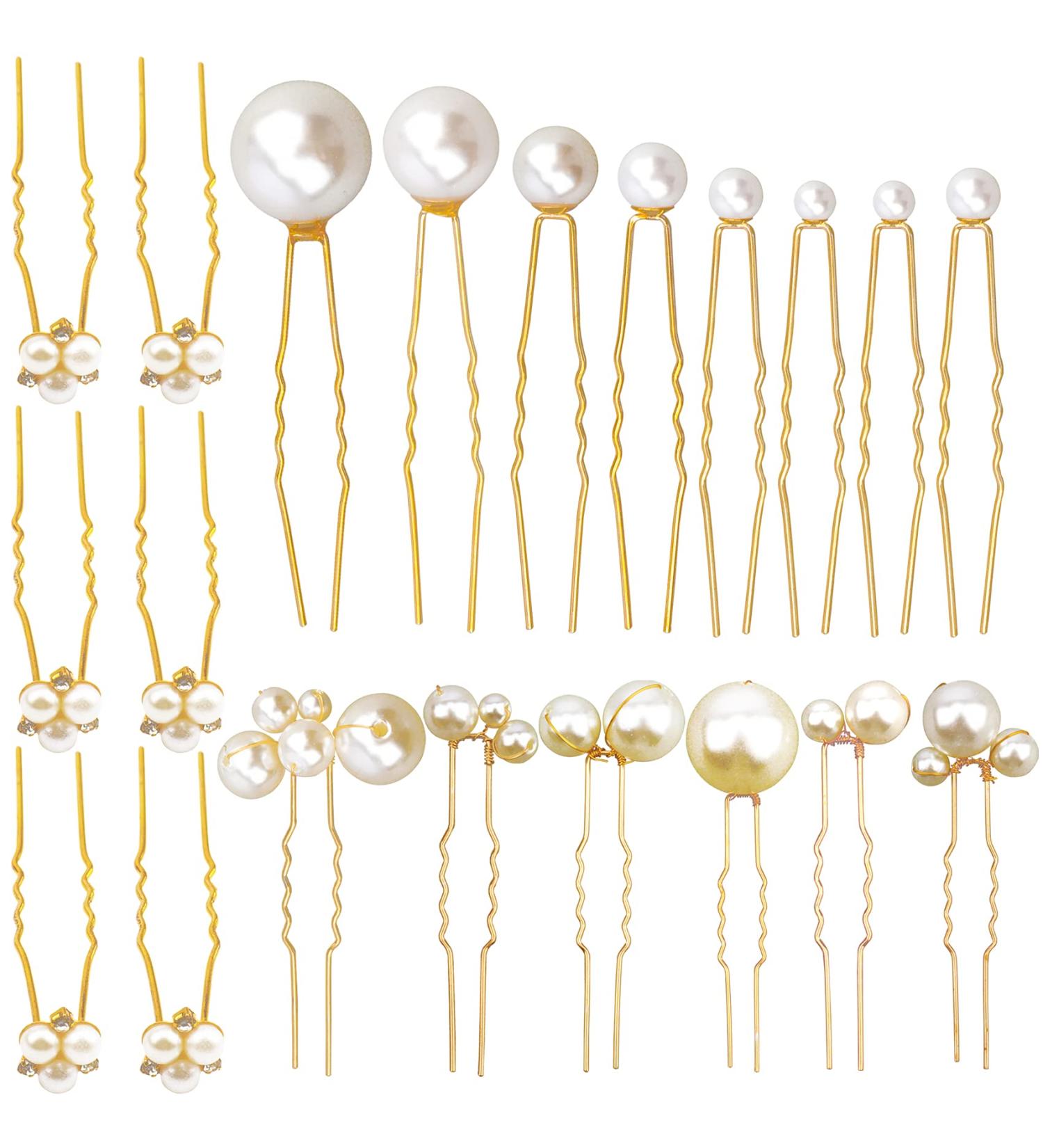 30-Piece Gold Wedding Pearl Hair Pins for Brides - Elegant Bridal Rhinestone Hair Accessories for Updos - Bridesmaid Women - Buy Online on GoSupps.com