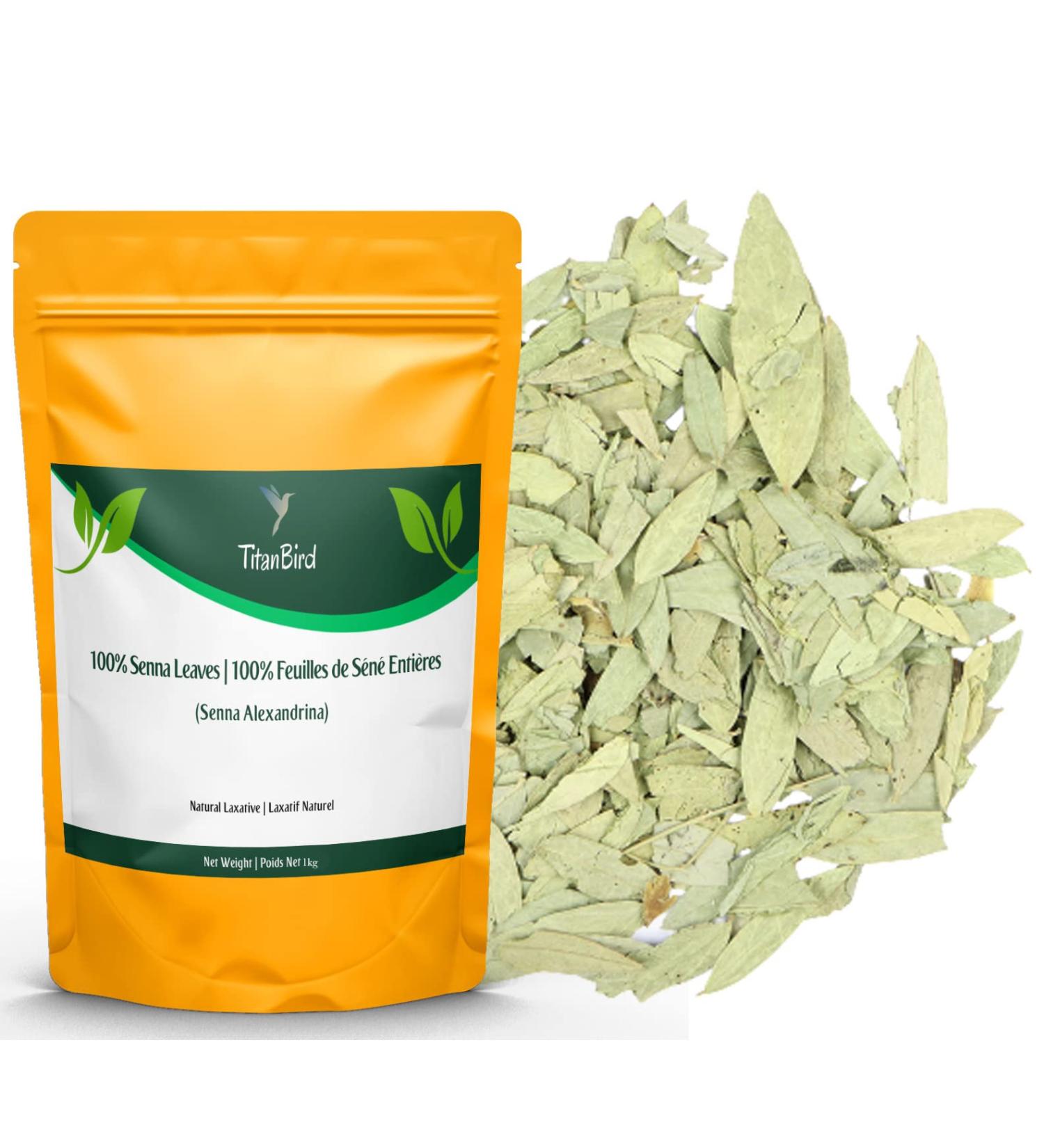 Titanbird 1 kg Whole Senna Leaves | Detox Herbal Tea | Powerful Purgative Natural Laxative Promotes Intestinal Transit and Colon Cleansing | Superior Quality - Buy Online on GoSupps.com