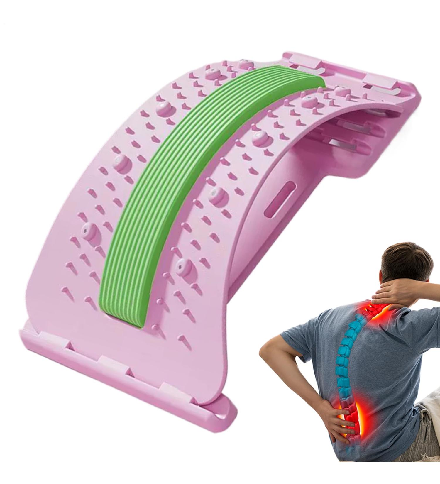 Back StretcherLumbar Stretcher Ergonomic Massage Traction Board Nonslip 3 Levels Adjustable for Muscle Relaxation Men Women Athletes Pink - Buy Online on GoSupps.com