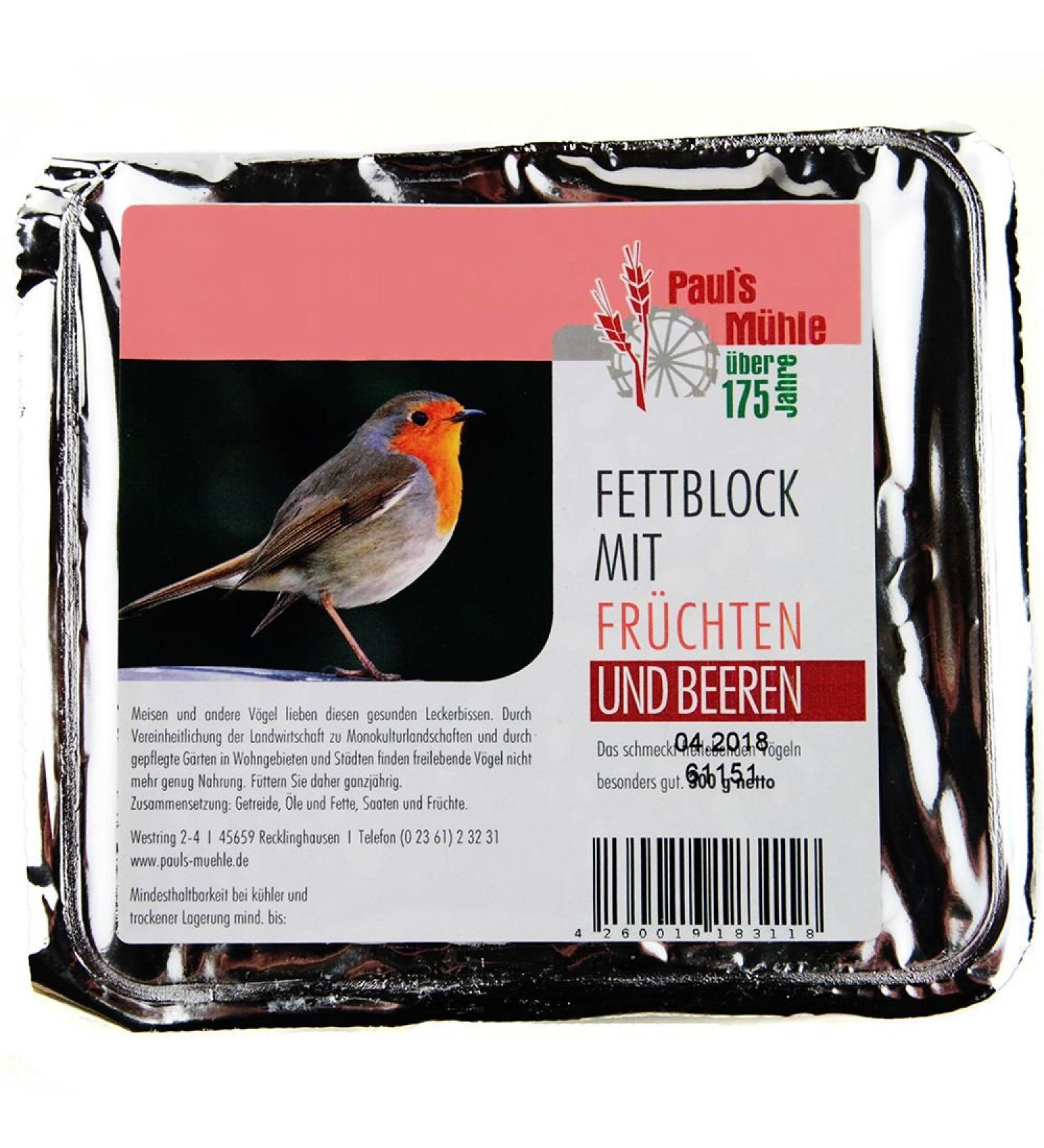 Paul's M hle fat block with fruits and berries (bird buffet) 12 x 300 g