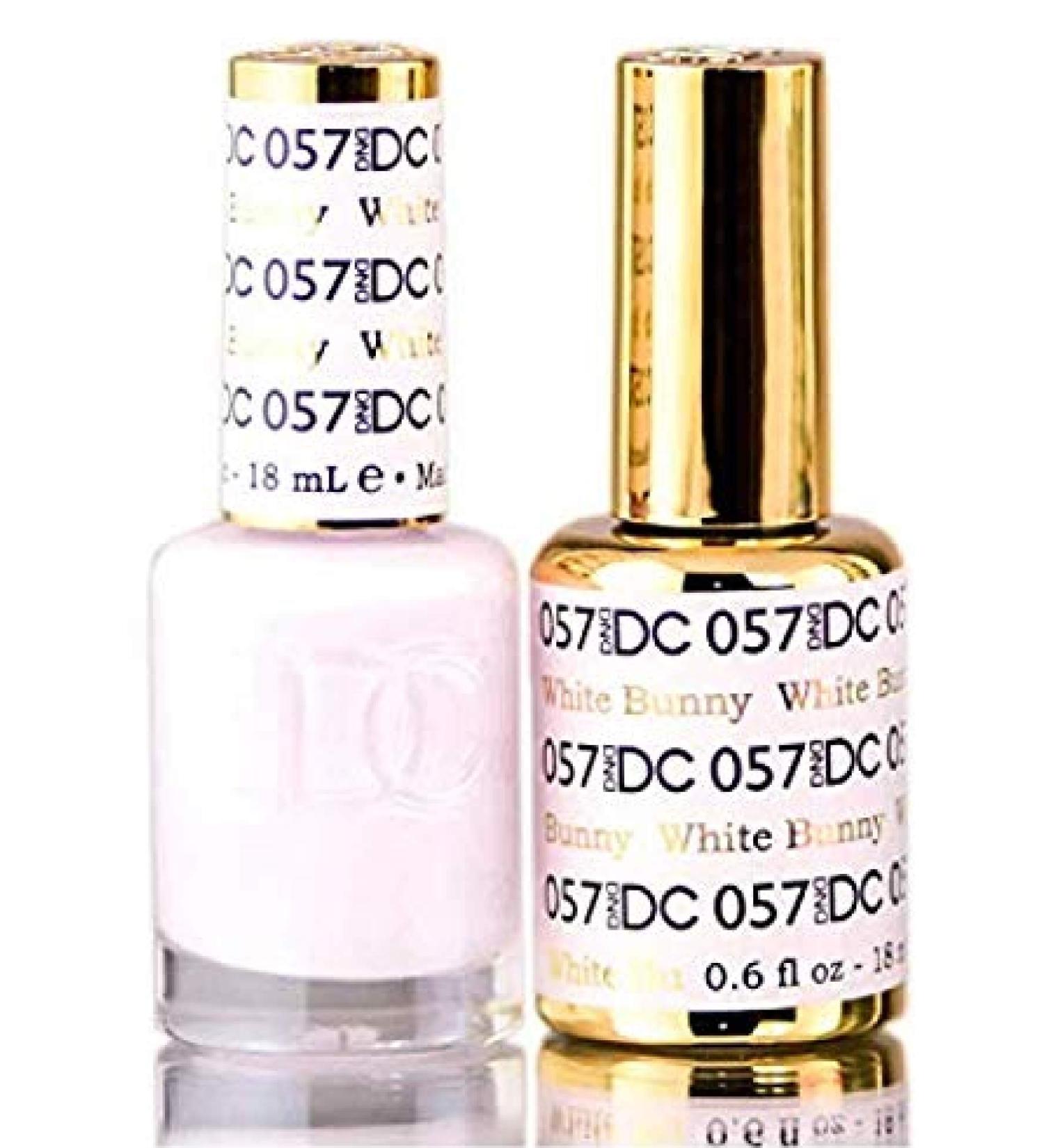 DND DC Neutrals GEL POLISH DUO  Gel Lacquer 0.5 oz + Matching Nail Polish Color 0.5 oz  Daisy Nails (with bonus side Glitter) Made in USA (White Bunny (057).)
