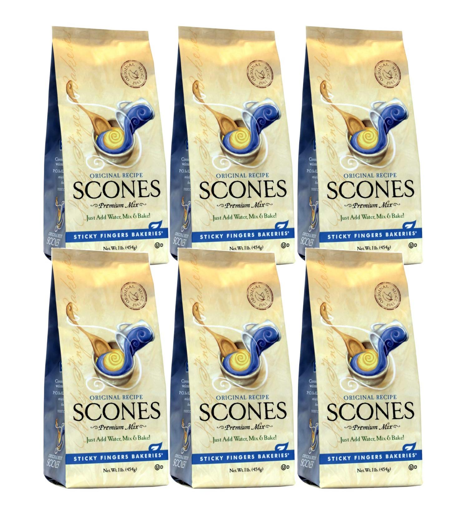 Sticky Fingers Bakeries English Scone Mix Original Flavor - Easy to Make, Fresh Baked Scones - 6 Pack, 1 Pound Each - Buy Online on GoSupps.com