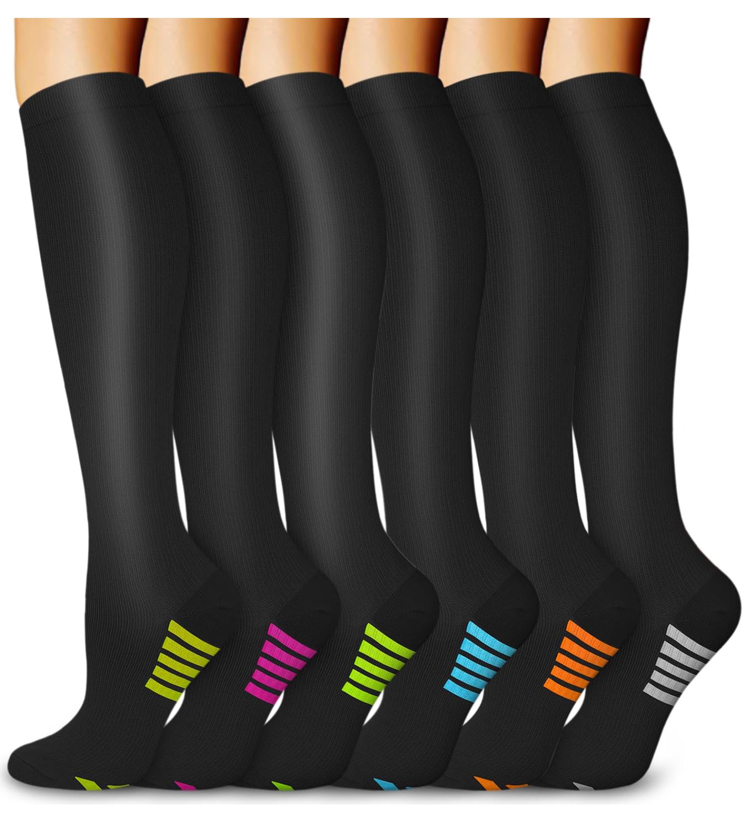 Blongw Compression Stockings for Men - 6 Pairs of Support Knee Socks for Sports Flight & Travel - XL Size - Buy Online on GoSupps.com