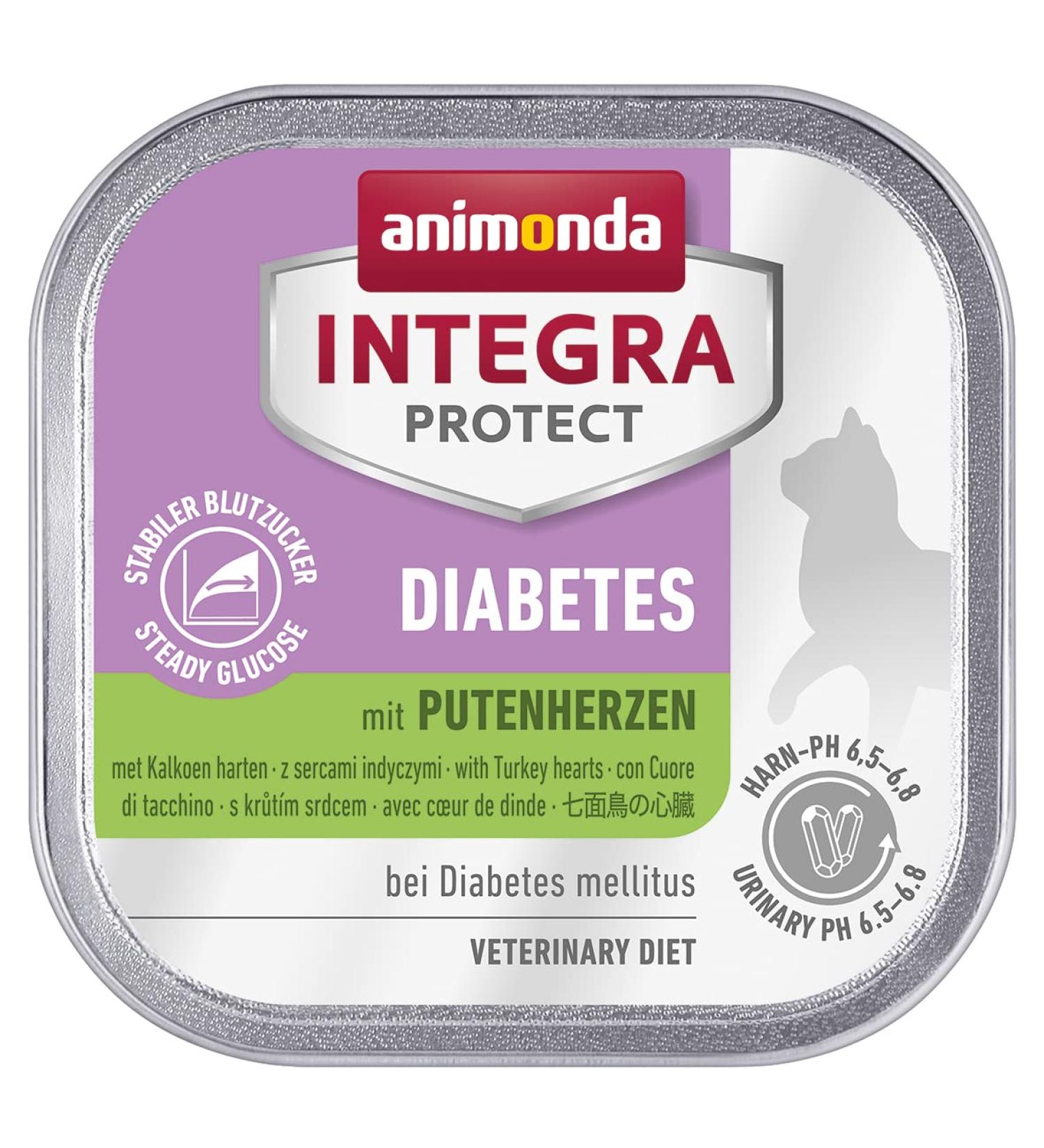 Animonda Integra Protect Diabetes Cat Diet Katzenfutter Nassfuck in diabetes mellitus with turkey hearts 16 x 100 g with turkey hearts 100 g (16 pack)