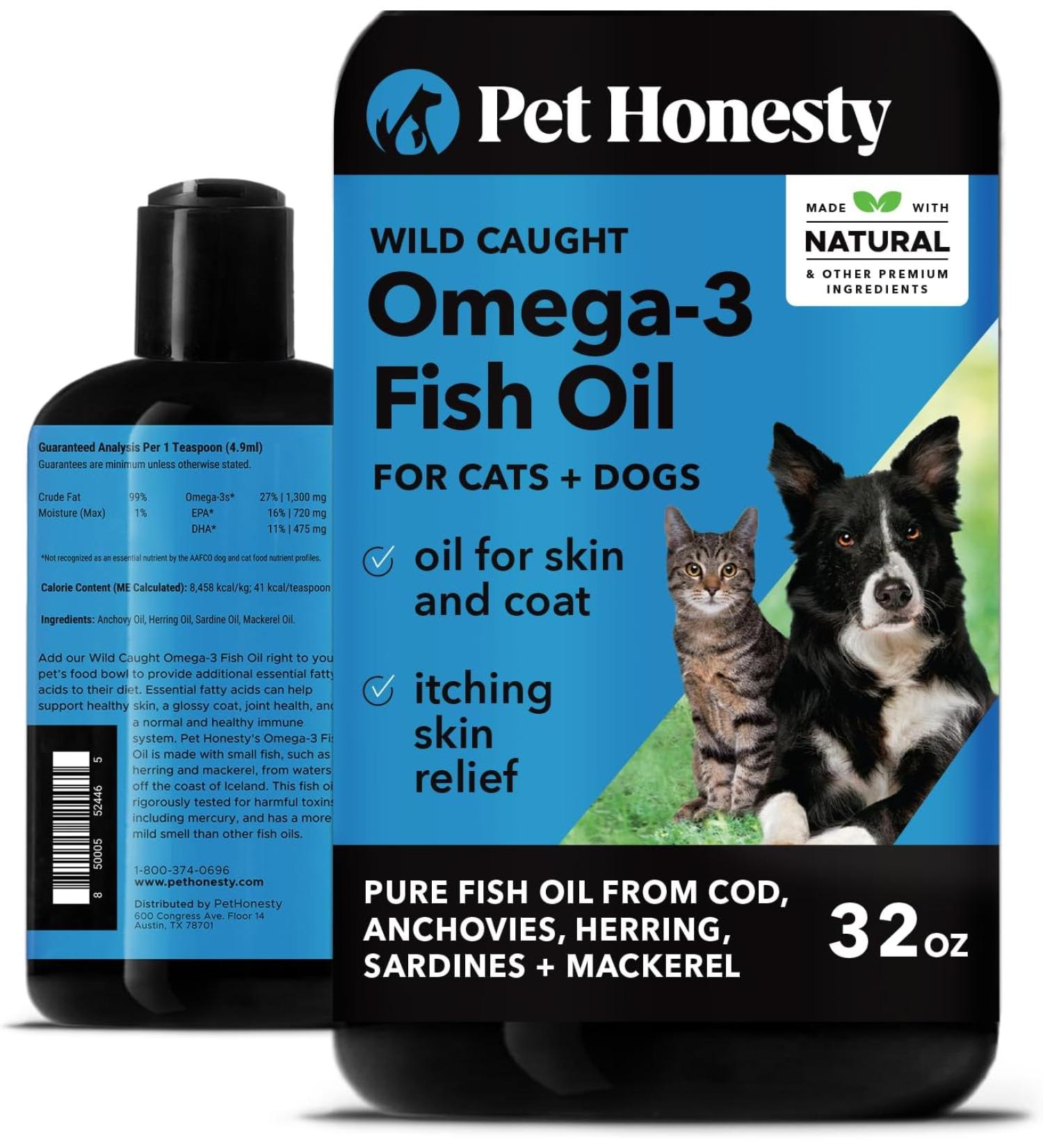 PetHonesty 100% Natural Omega-3 Fish Oil for Dogs - Reduce Shedding & Itching - Supports Joints, Brain, Heart Health - 32oz - Buy Online on GoSupps.com