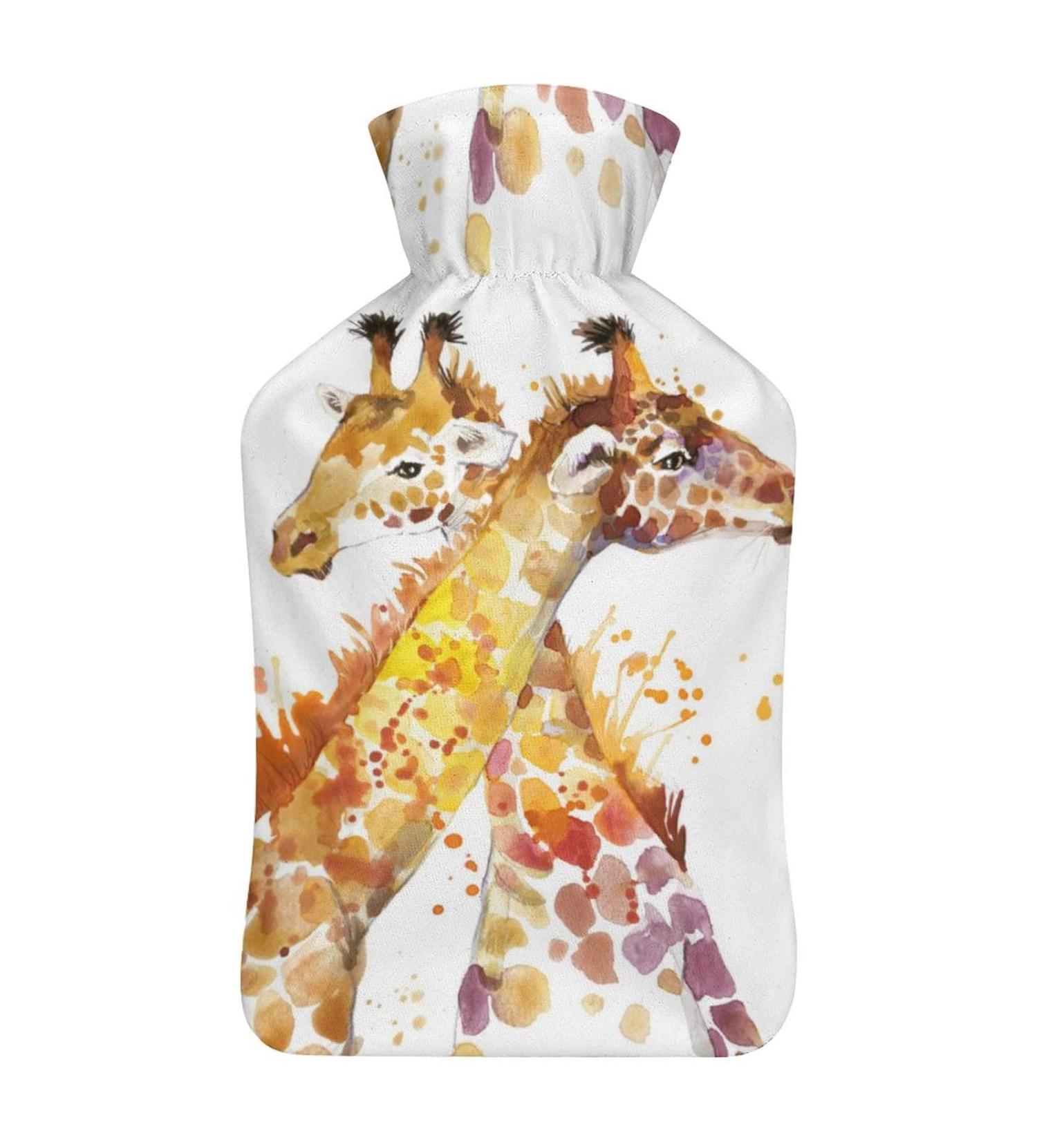 Hot Water Bottle with Lid - Giraffe Rubber Hot Water Bag for Pain Relief Cramps Foot Warmer & Therapy - Buy Online on GoSupps.com