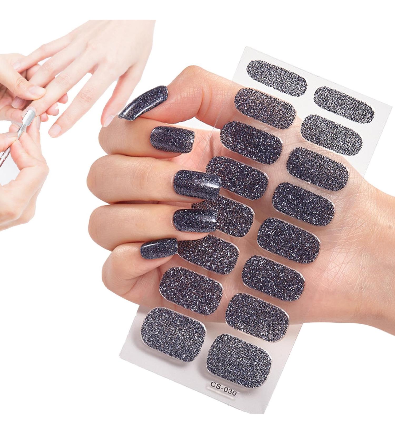Nail Gel Strips Semi-Cured Gel Nail Strips Long Lasting Full Nail Polish Sticker Easy To Apply Gloss Nail Strips Peel And Stick Nail Wraps Remove Gel Nail Stickers Cs030 - Buy Online on GoSupps.com