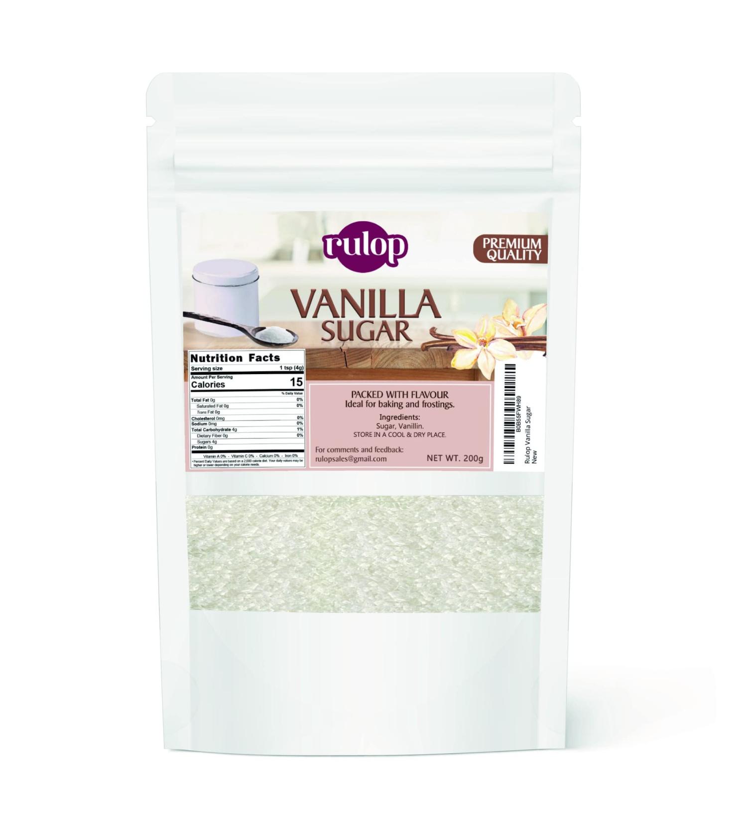 Rulop Premium Vanilla Sugar 200g - Ideal for Baking, Cooking, Coffee, Cocktails, Cakes & Desserts - Buy Online on GoSupps.com