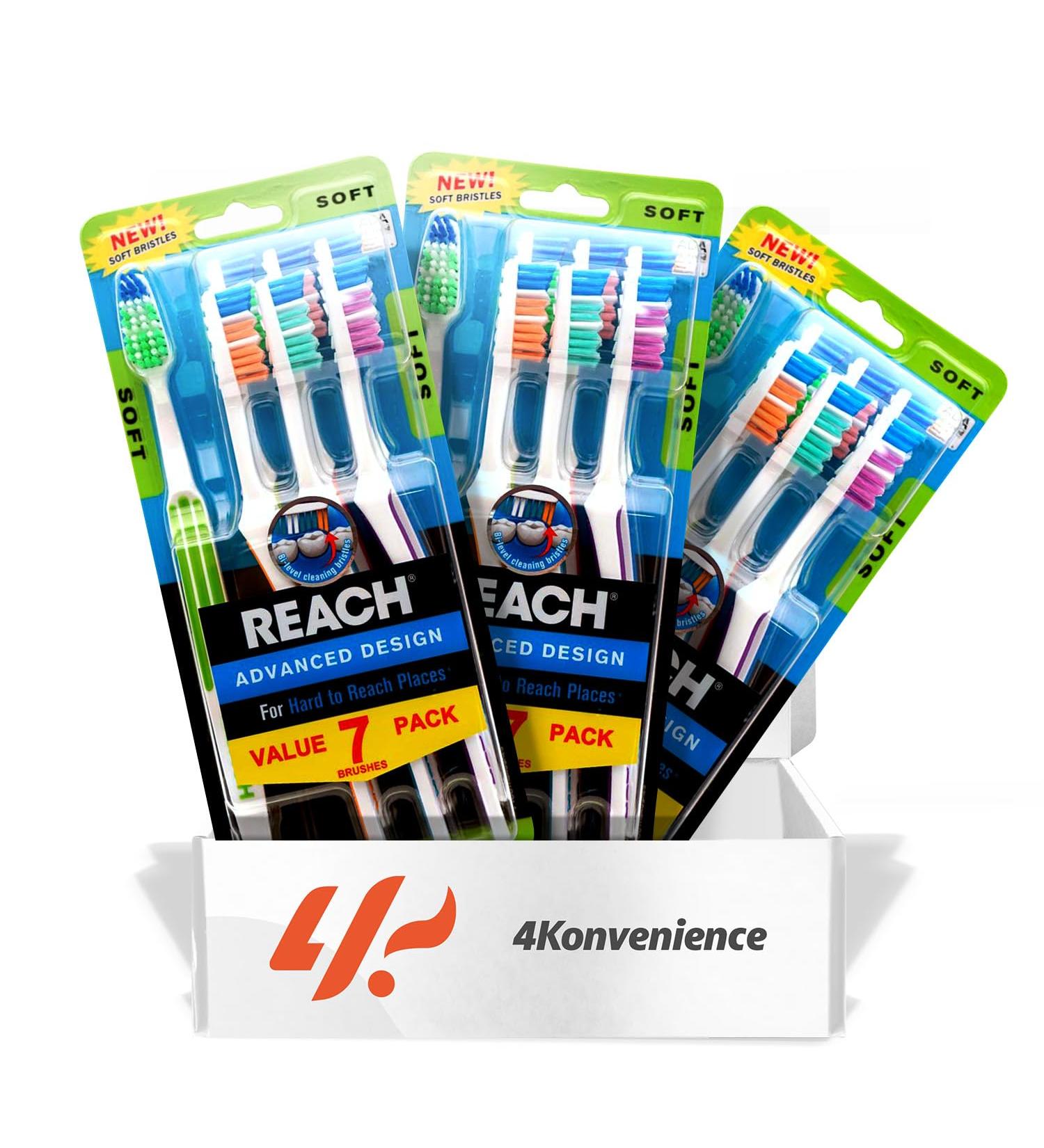 Reach Advanced Design Soft Bristle Toothbrush 3 Pack - 21 Count for Optimal Cleaning & Hygiene - Buy Online on GoSupps.com