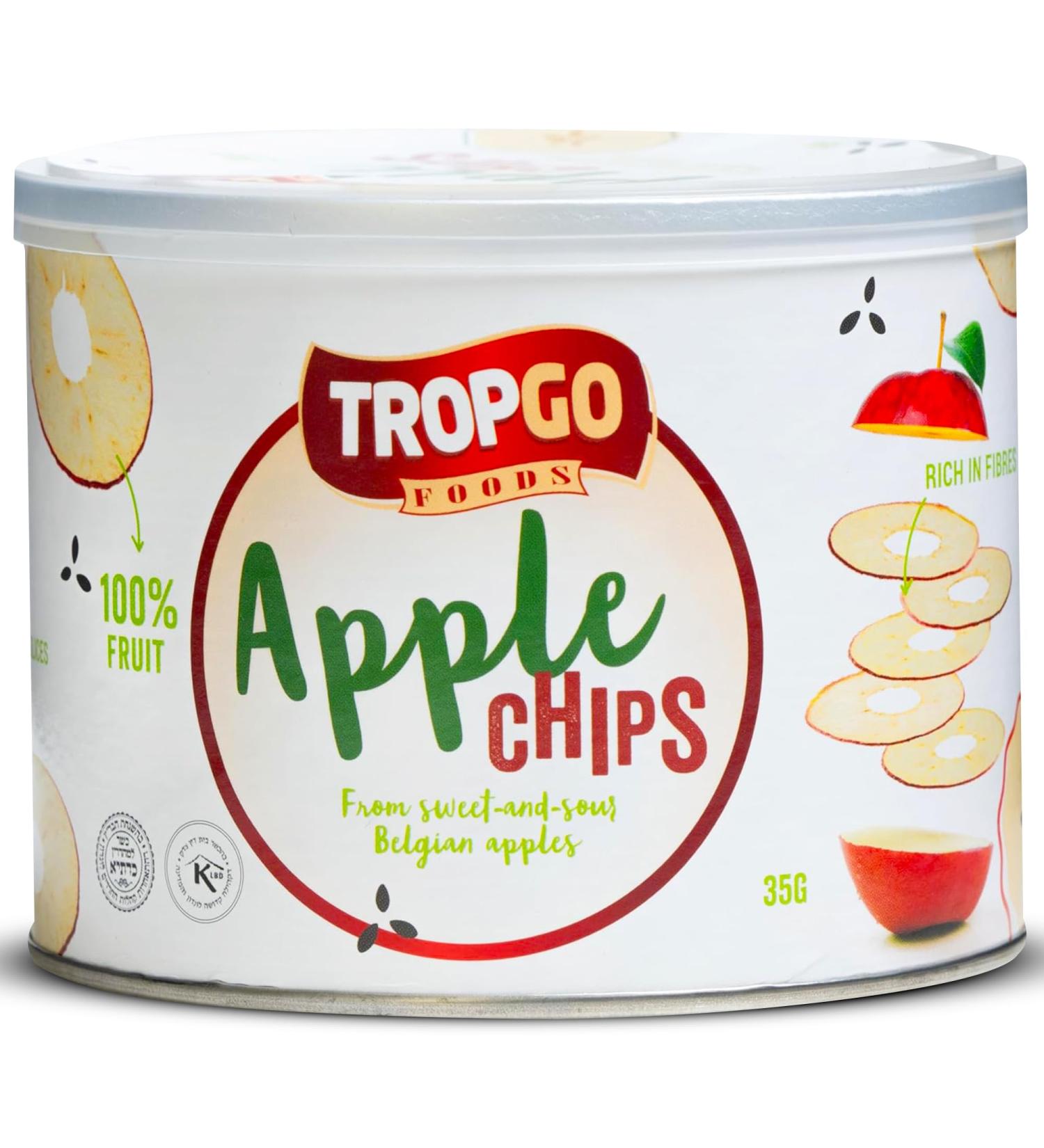 Tropgo - Belgium Apple Chips - 100% Fruit - Natural Healthy Snack - Fresh Red Apple Crisps 35gr - Recyclable Tin Fresh lock seal (1-Pack Red) Red 1-Pack - Buy Online on GoSupps.com