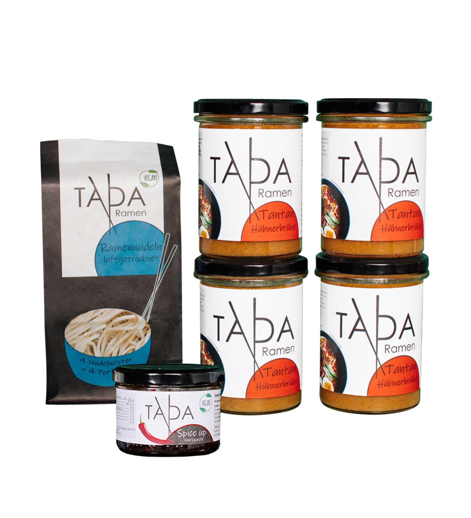 Tada Tantan Ramen Set - Hot & Spicy Ramen Broth Noodles & Seasoning Paste - 4x350ml - Buy Online on GoSupps.com