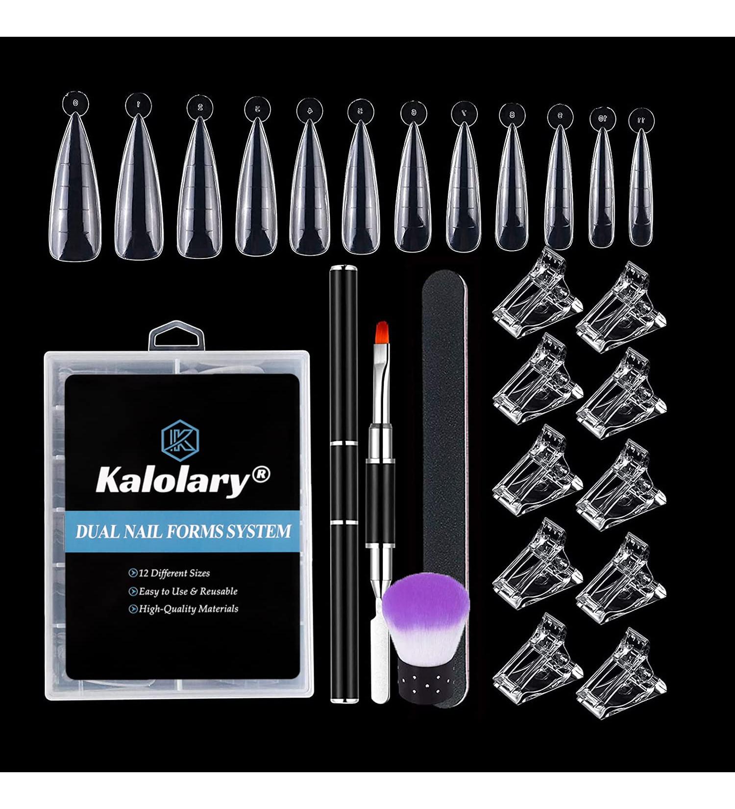 Kalolary Dual Nail Forms Set - 120pcs Dual Forms Nails with Acrylic Nail Tips Clip, Dust Remover Brush, Nail File, and Dual-Ended UV Gel Brush - Professional Manicure Kit - Buy Online on GoSupps.com