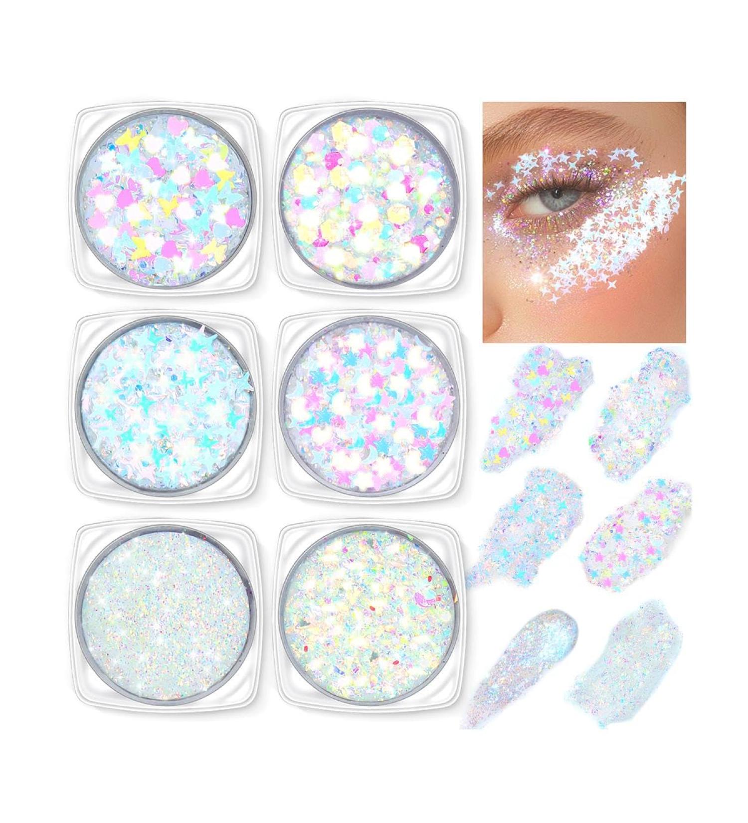  Augesak Glitter Gel for Face and Body 6 Pcs Festival Face Glitter - 6 Vibrant Colors - Buy Online on GoSupps.com