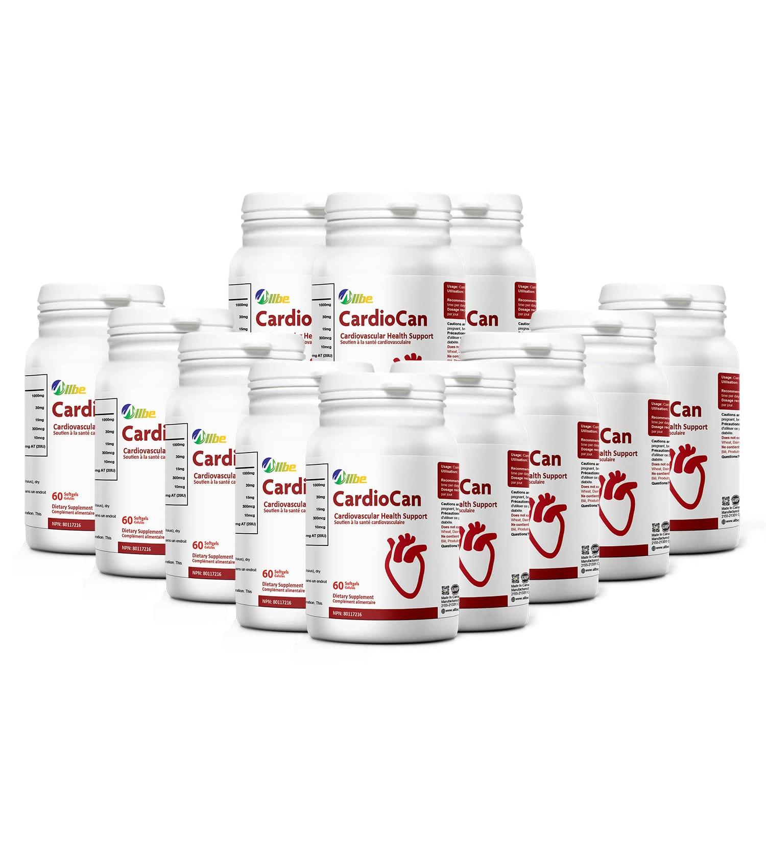 ALLBE CardioCan Softgels 1000mg Omega-3 Fish Oil & 30mg Alpha Lipoic Acid with Vitamin B6 B12 & Folate Supplement 12 Packs of 60 Heart Health Support & Antioxidant Servings(Per Serving:1 Capsule) 60 count (Pack of 12) - Buy Online on GoSupps.com