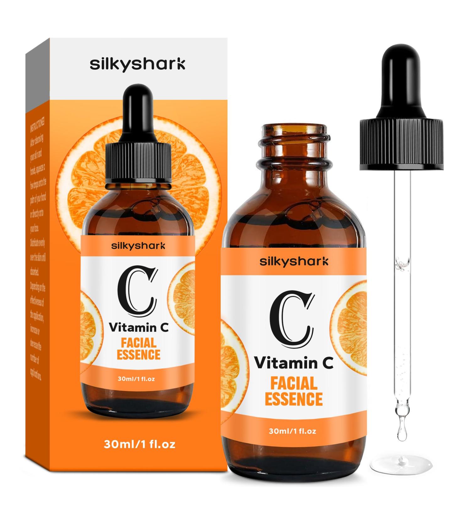 Vitamin C Facial Essence - Anti-Aging Serum & Eye Serum with Hyaluronic Acid & Vitamin E | Boost Radiance & Collagen | 1 Fl Oz - Buy Online on GoSupps.com