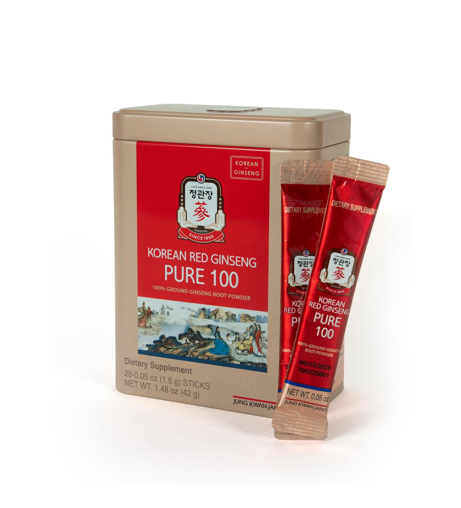 JungKwanJang Korean Red Ginseng Pure 100 - Panax Ginseng Powder Stick Supplements - Energy Boost & Immune Support - Vegan Caffeine Free Gluten Free & Non-GMO (Net Wt. 1.48 oz 28 Sticks) - Buy Online on GoSupps.com