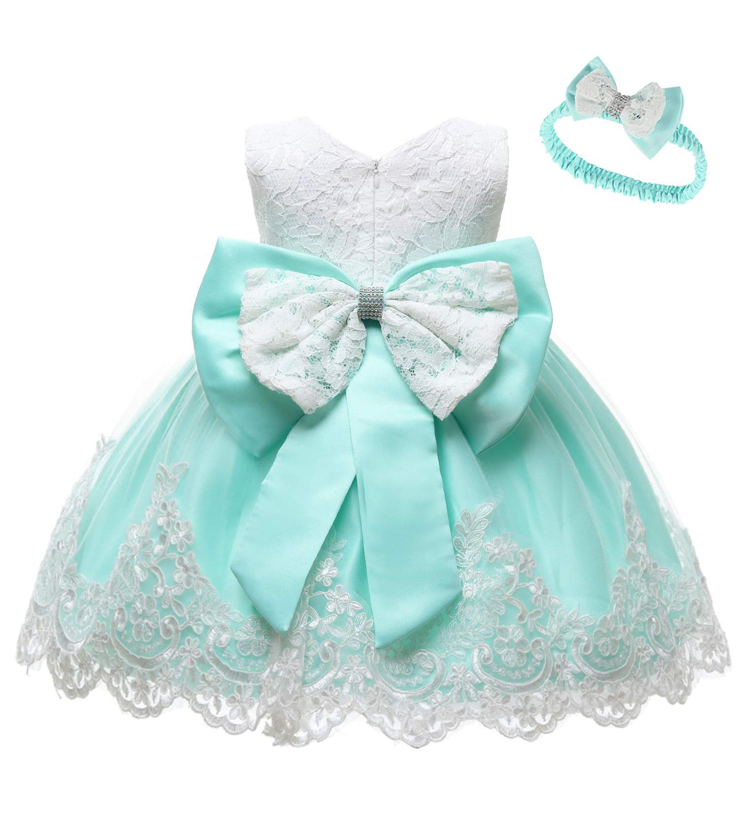 LZH Baby Girls Lace Dress 18-24 Months Light Green - Wedding Pageant Baptism Christening Tutu Gown - Buy Online on GoSupps.com
