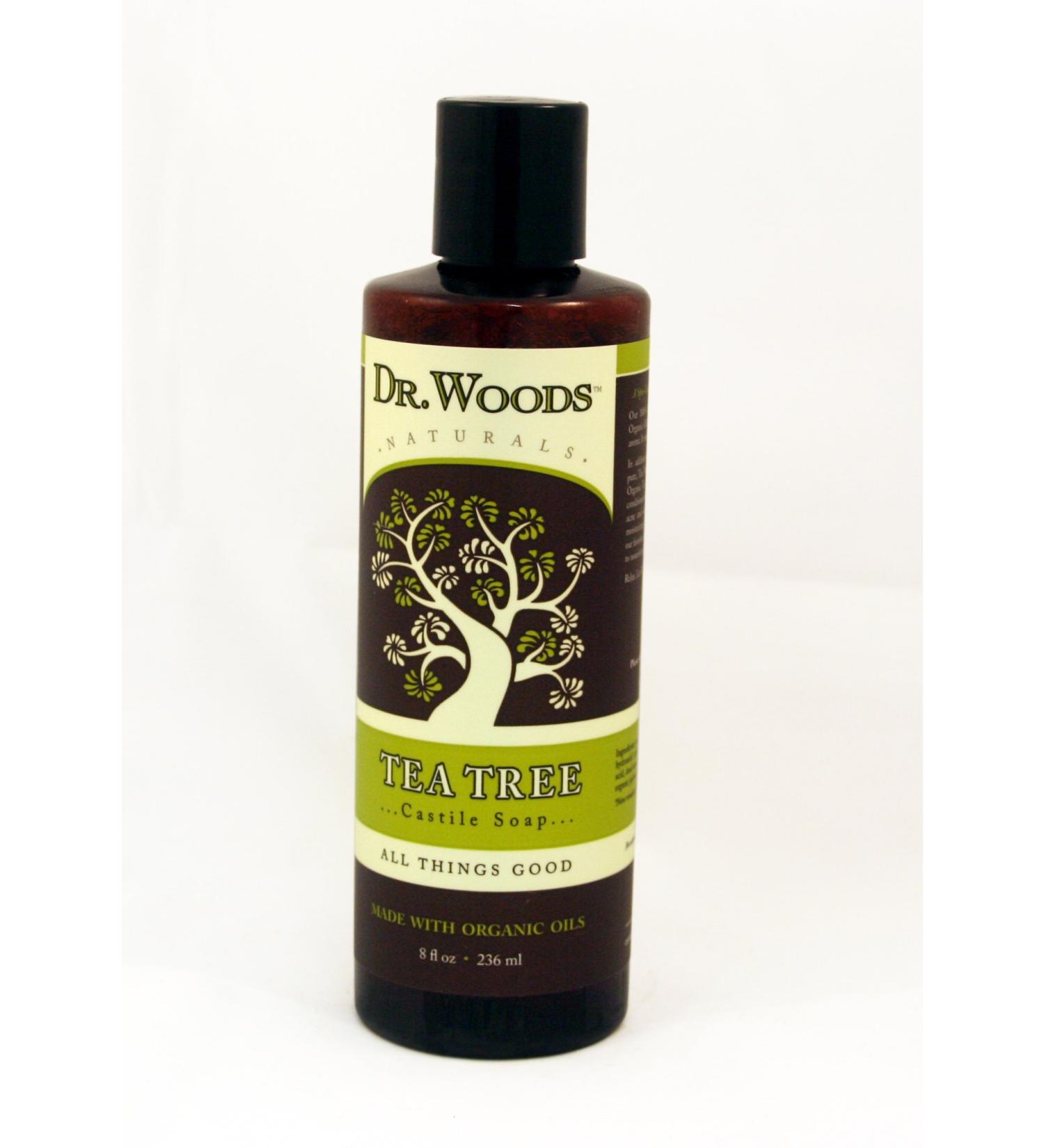 Dr. Woods Tea Tree Castile Soap with Fair Trade Shea Butter - 8 fl oz | Natural Cleanser - Buy Online on GoSupps.com