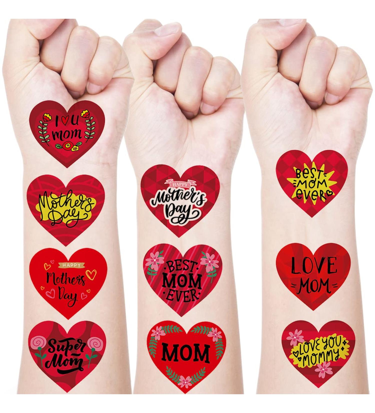 Best Mom Ever Temporary Tattoos - Love Mom Fake Tattoo for Mother's Day Party - Flowers & Letters Design - Neck/Arm/Chest - Women/Girls/Men - Buy Online on GoSupps.com