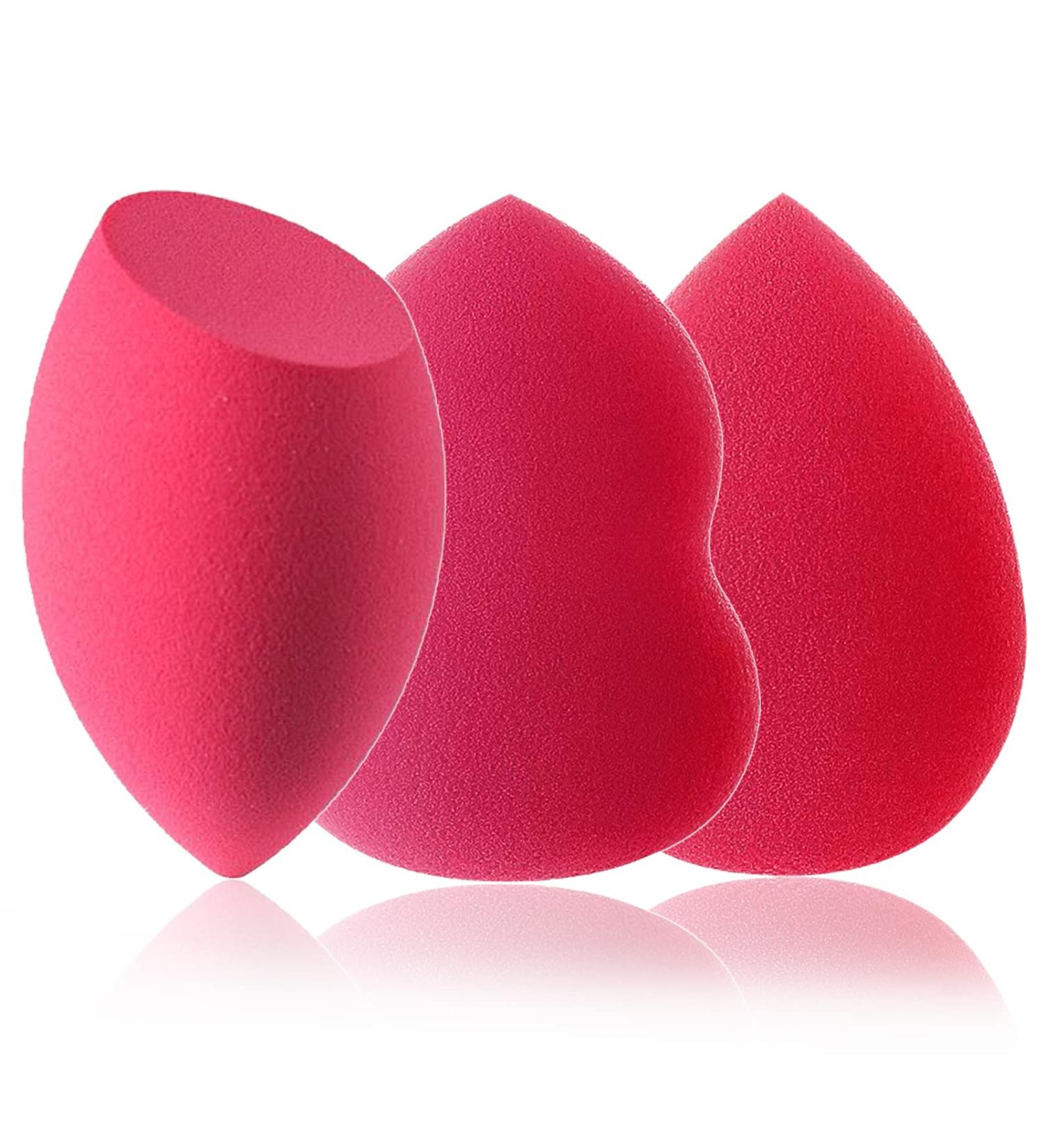 TCPENG Makeup Sponge for Blending Liquid Foundation Cream & Powder - Easy to Clean Super Soft & Non Latex Beauty Blender Concealer Applicator (3 Pack Rose Red) - Buy Online on GoSupps.com