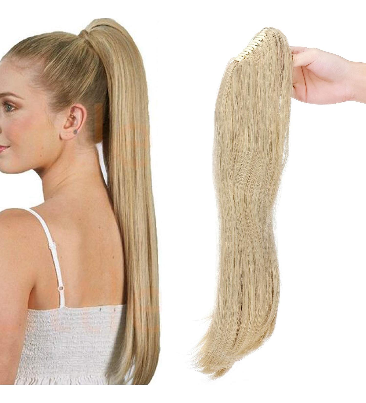 Ponytail Extension Braid | Heat-Resistant Micro-Wavy Hair | 22 Dark Blonde & Mix Shades | Realistic Stretch Hair Extensions - Buy Online on GoSupps.com