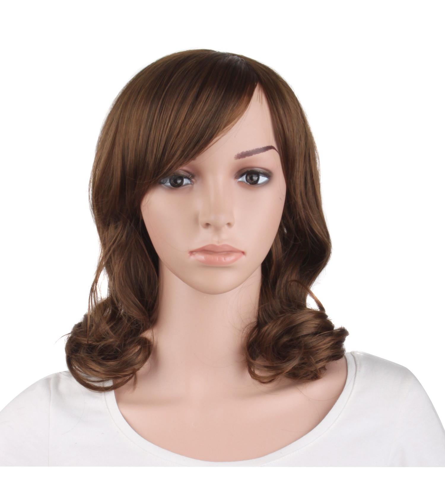 MapofBeauty 16 Short Side Bangs Medium Curly Wig - Brown - Buy Online on GoSupps.com