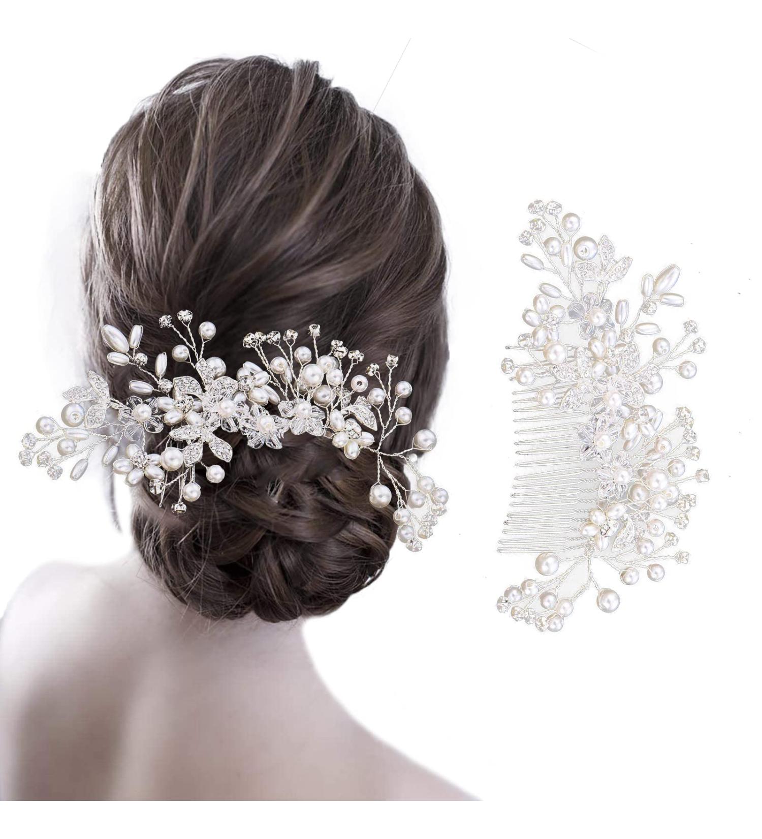 TSHAOUN Pearl Bridal Tiara Wedding Accessories Bridal Flower Side Hairpin Flower Bridal Wedding Hair Accessories Bridal Hair Accessories Ladies and Girls Hair Styling Accessories(1 Piece) - Buy Online on GoSupps.com