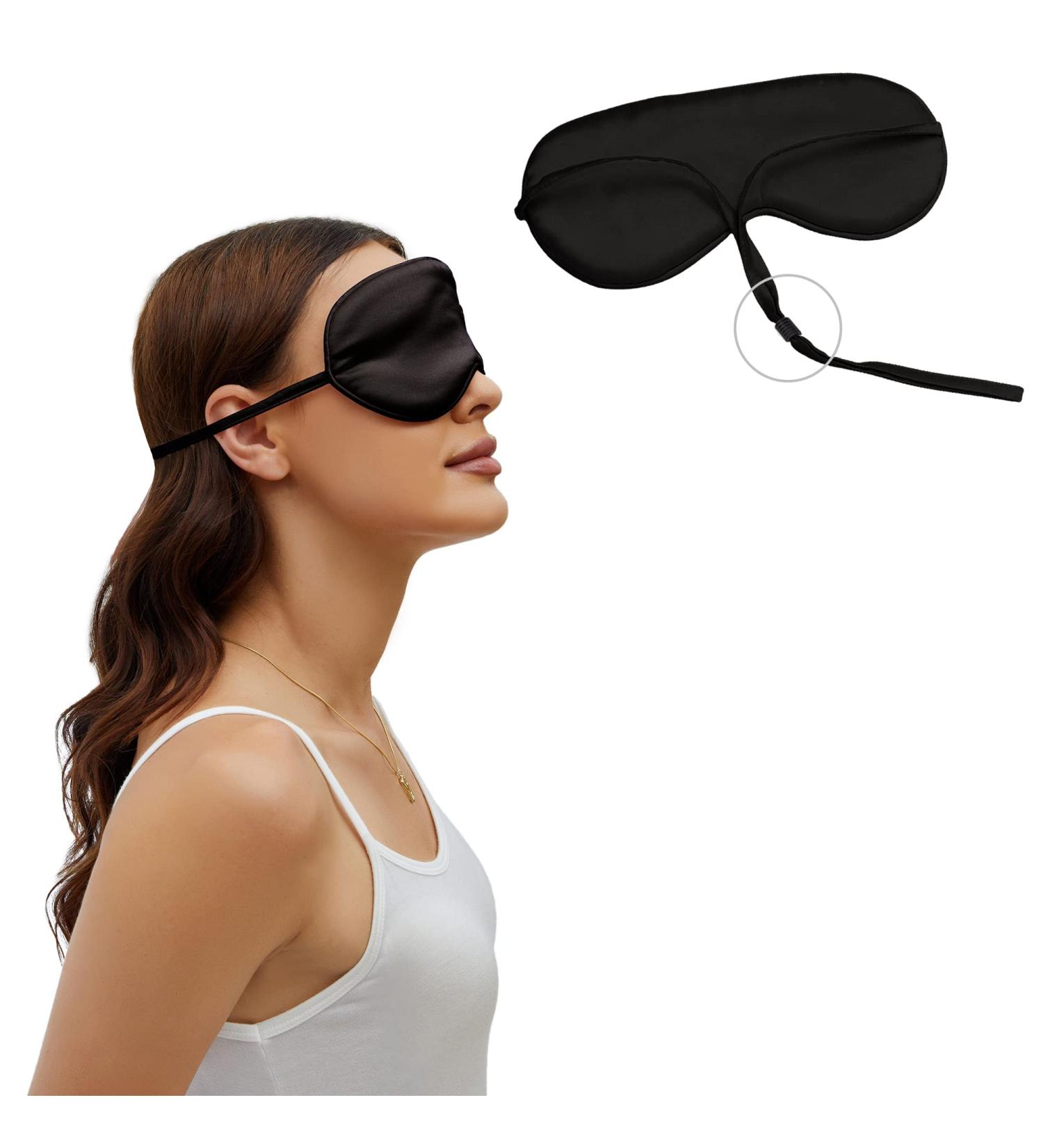 100% Mulberry Silk Sleep Mask - SOUTH SILK Real Silk Eye Mask with Adjustable Ribbon - Lightweight Non-Tightening Black - Buy Online on GoSupps.com