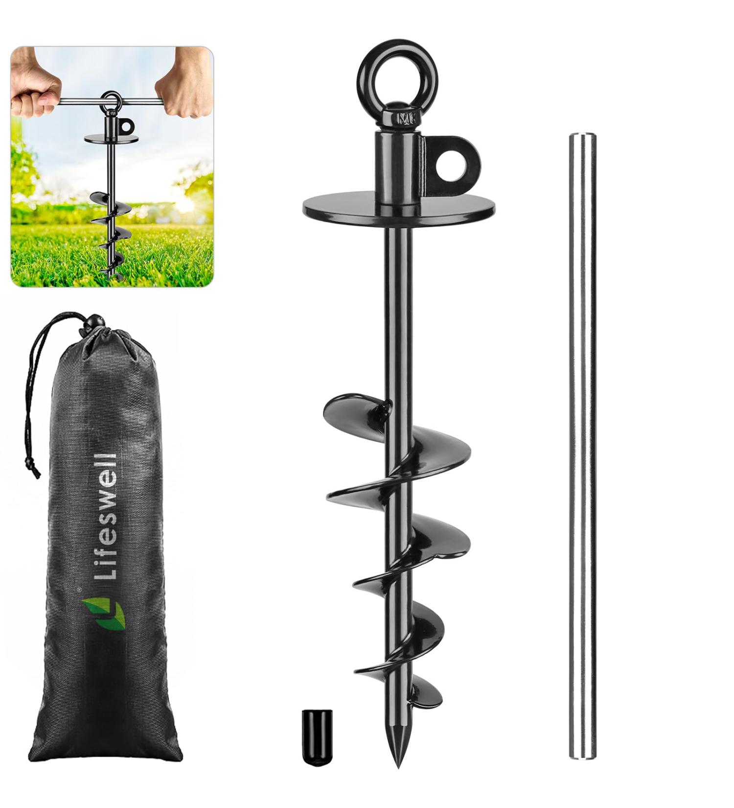 Lifeswell Robust Dog Fishing Anchor - 38.1 cm No Tangling Ideal for Dogs Up to 100 kg - Perfect for Courtyard Camping & Beach - 15-Inch Round Pile (Black) - Buy Online on GoSupps.com