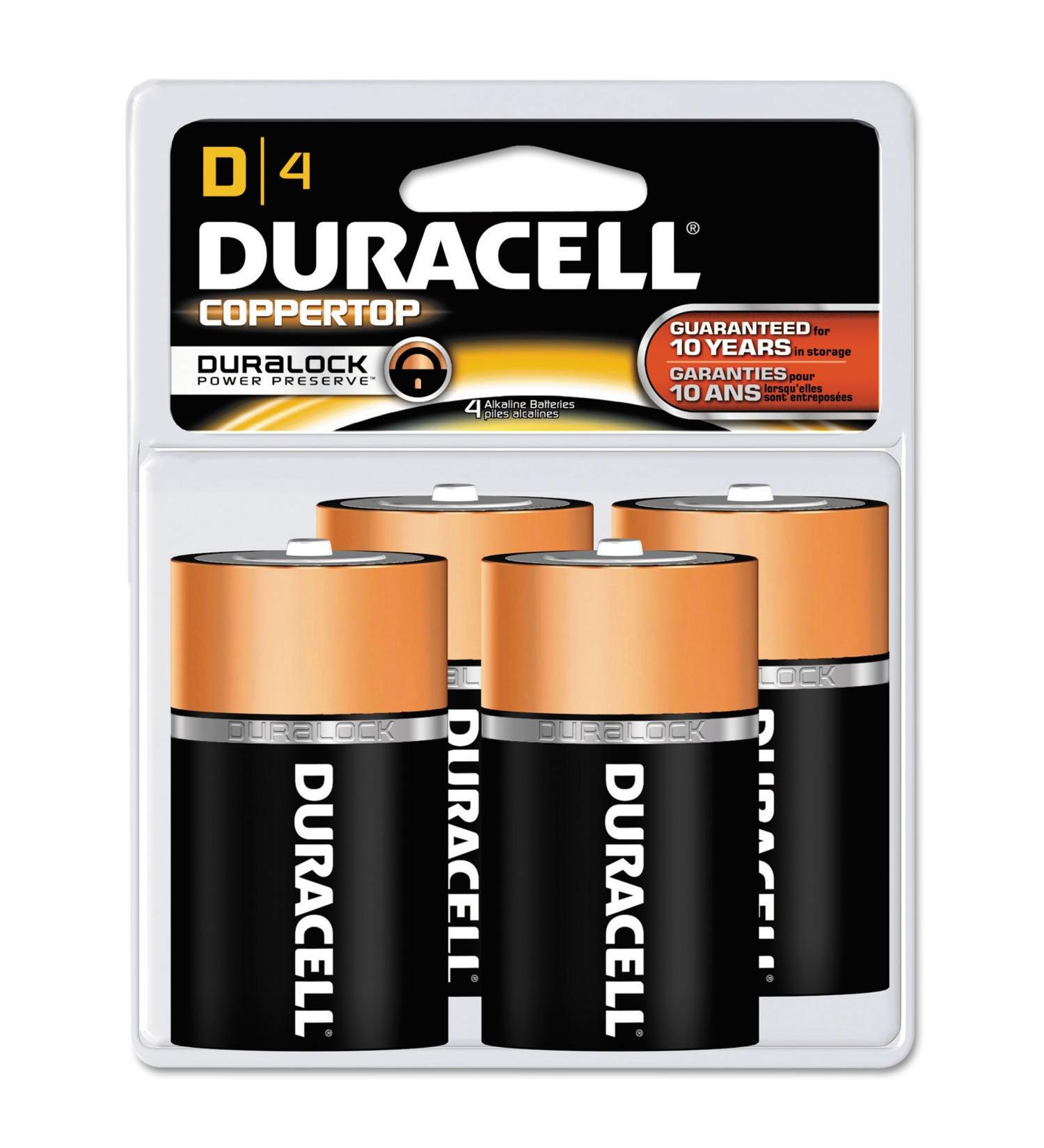 Duracell MN1300R4Z CopperTop Alkaline Batteries D 4/PK