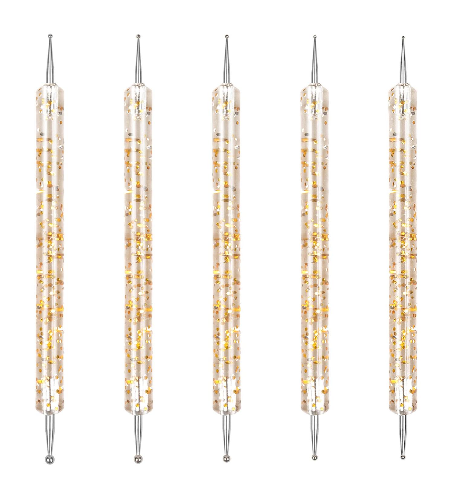 Jinlaili 5 Piece Nail Art Dotting Tools Set Nail Dot Pen Dotting Tool Set Rhinestone Picker Dotting Pen for Nail Art Rhinestones Dot Work Line Drawing (Gold) - Buy Online on GoSupps.com