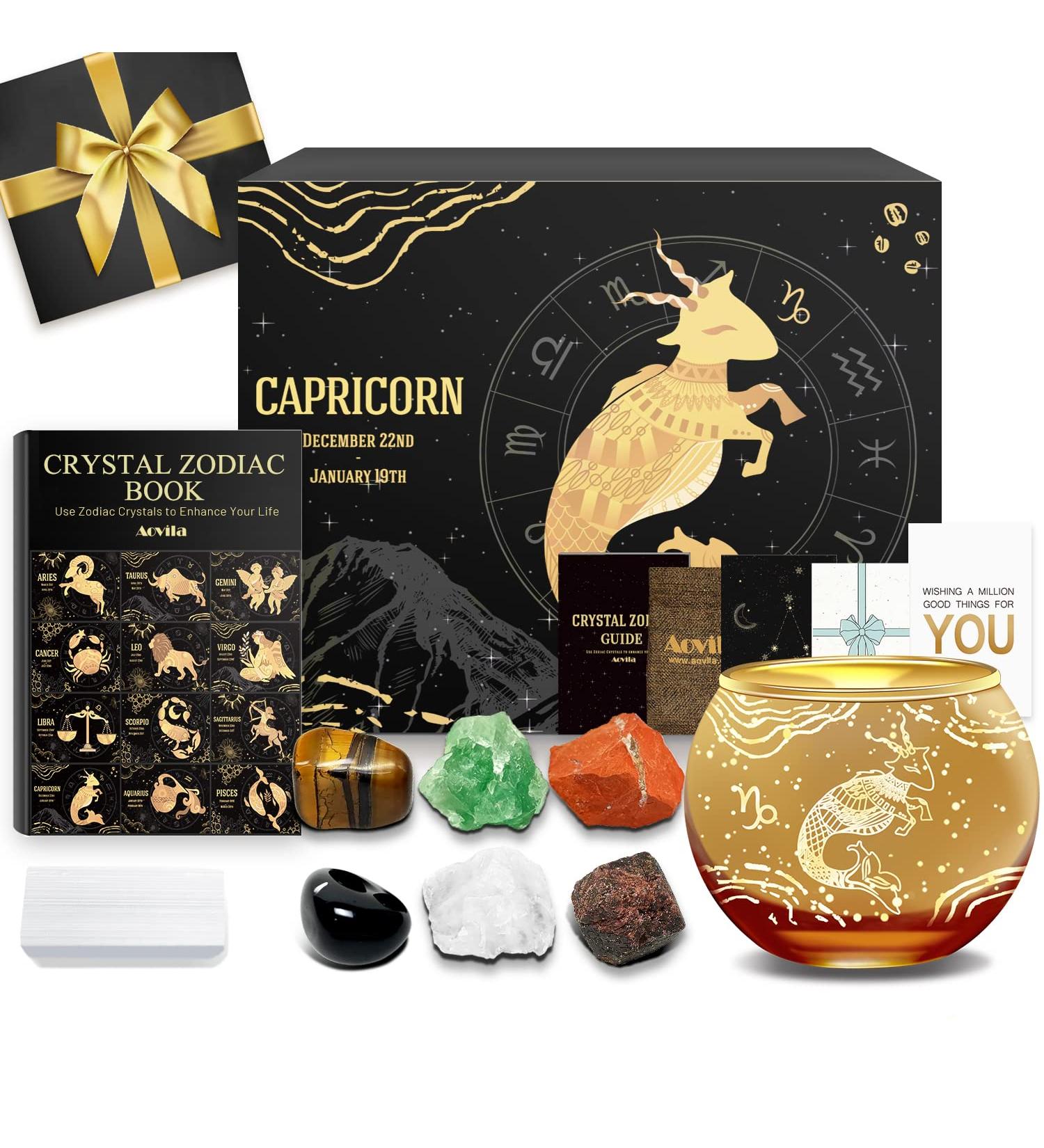 Shop Aovila Capricorn Gifts for Women | Tealighter Candle Stand & Crystal Gift Box Perfect Astrology Birthday Gift for Moms & Friends - Buy Online on GoSupps.com