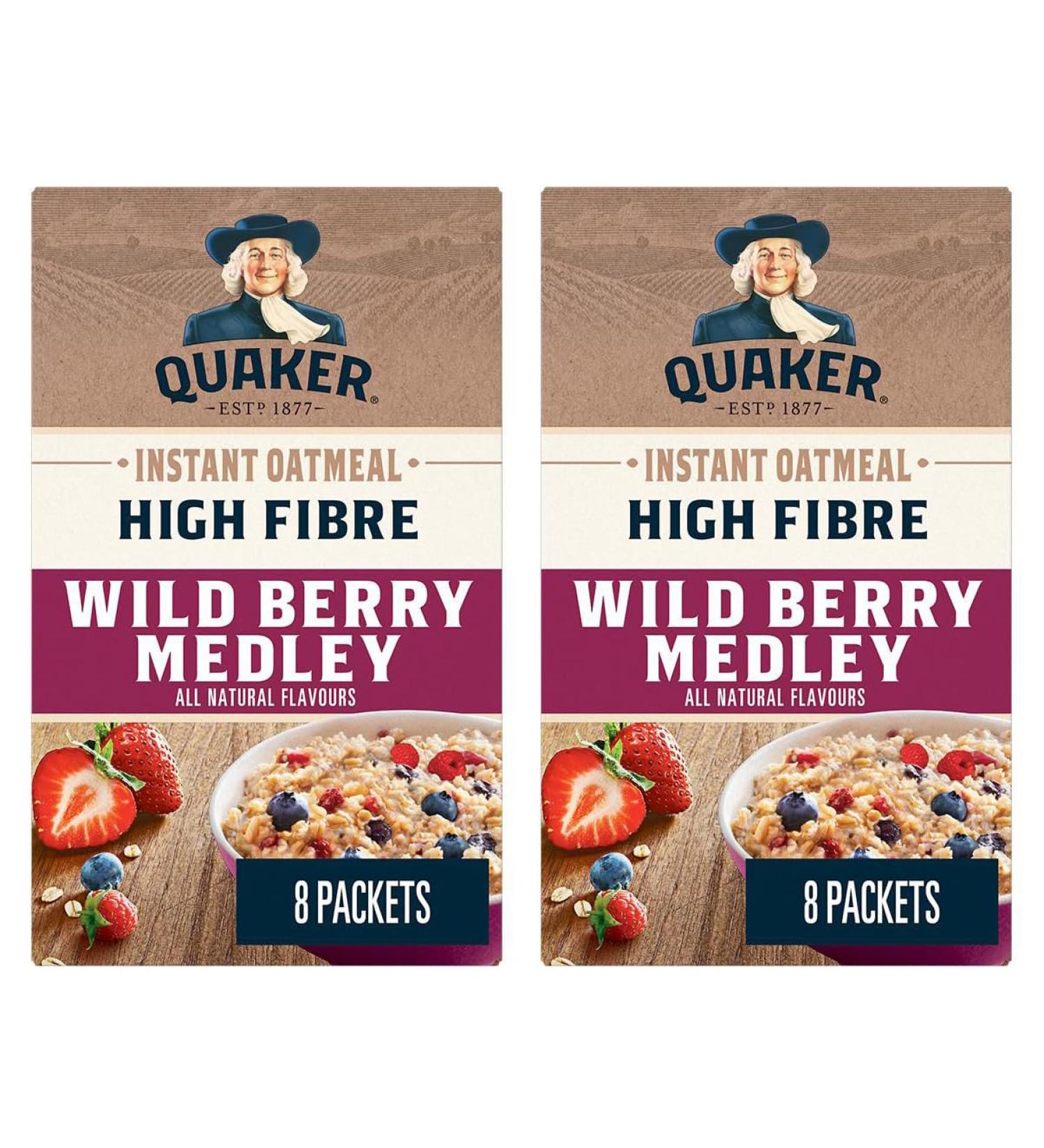 Wild Berry Medley High High Fibre Instant Oatmeal Bundle. Includes (2) Boxes of Wild Berry Medley Flavoured High Fibre Instant Oatmeal (6 packets per box x 38g each) with BIG MAPLE Trivia Cards to Enjoy with your Breakfast or Snack. Whole Grain Canadian O - Buy Online on GoSupps.com