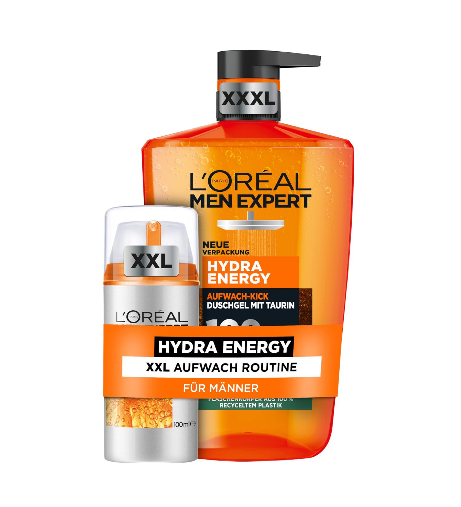L'Or al Men Expert Hydra Energy Set - XXL Face Cream & XXXL Shower Gel with Taurine & Vitamin C for Ultimate Skin Care | International Shipping Available - Buy Online on GoSupps.com
