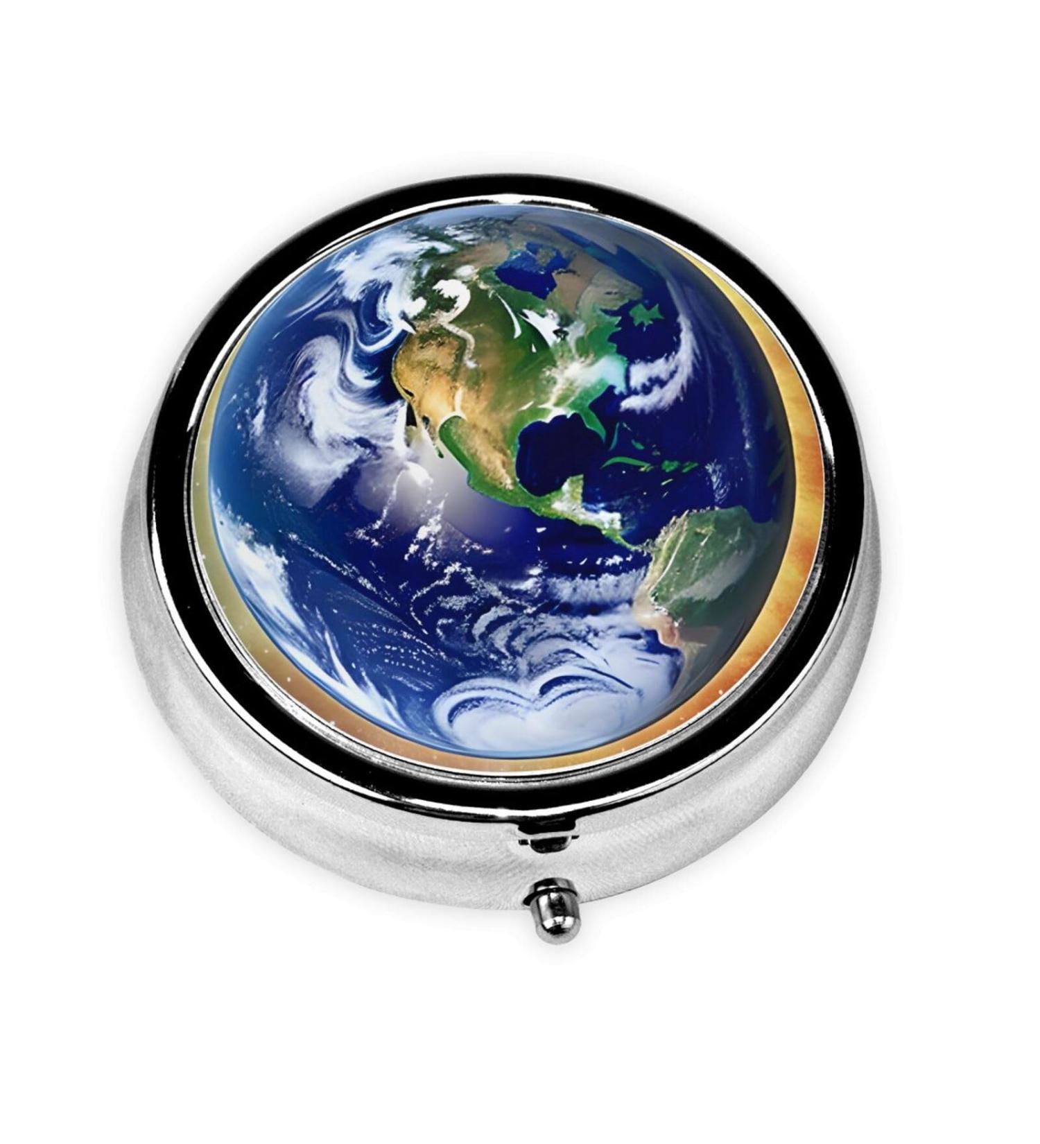 Cosmic Earthround Pill Box - 3 Compartment Portable Organizer for Purse & Pocket - Ideal Travel Pill Case - Buy Online on GoSupps.com
