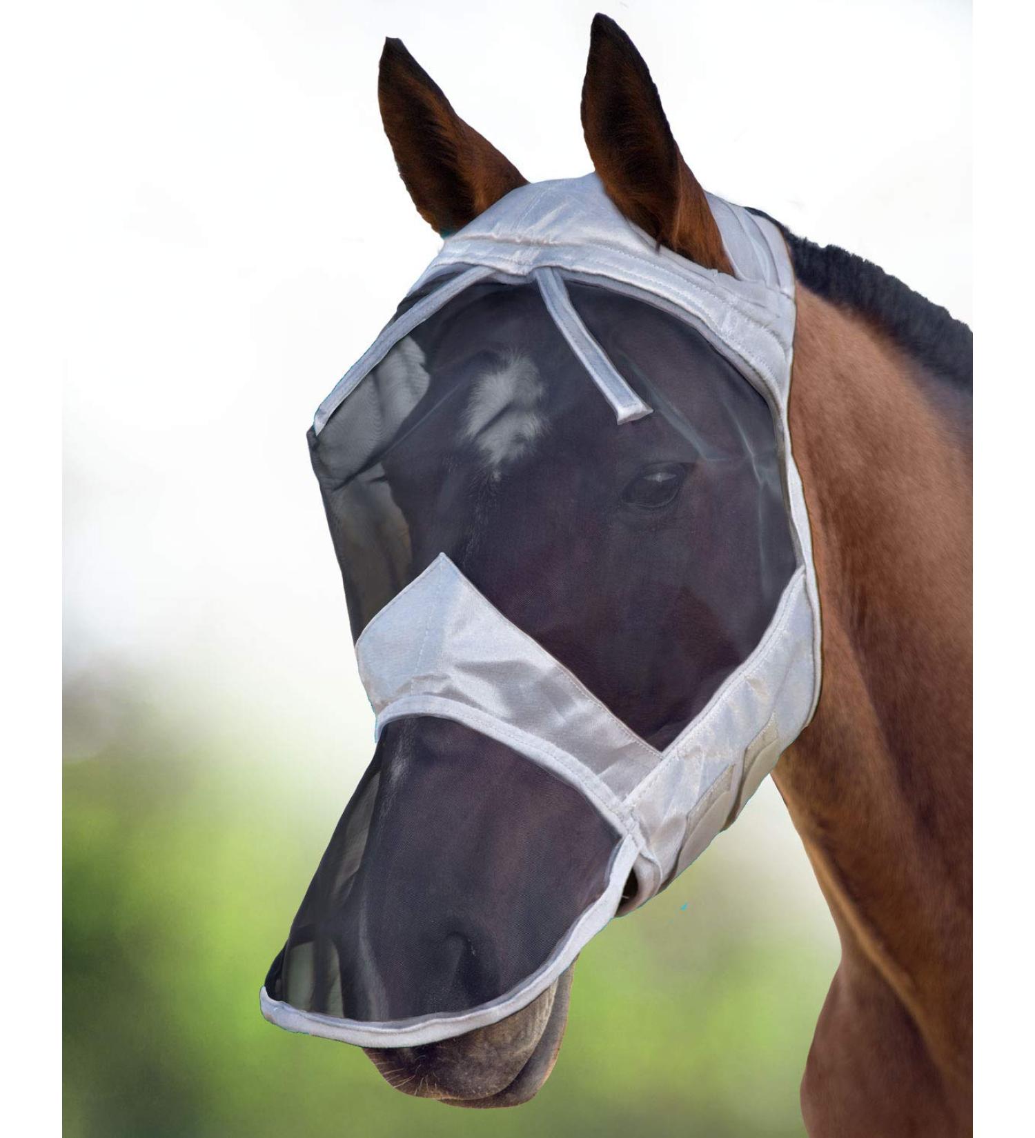 Buy Harrison Howard CareMaster Horse Fly Mask - UV Protection No Ears Nose Protection Silver/Black for Ponies (S) - Buy Online on GoSupps.com