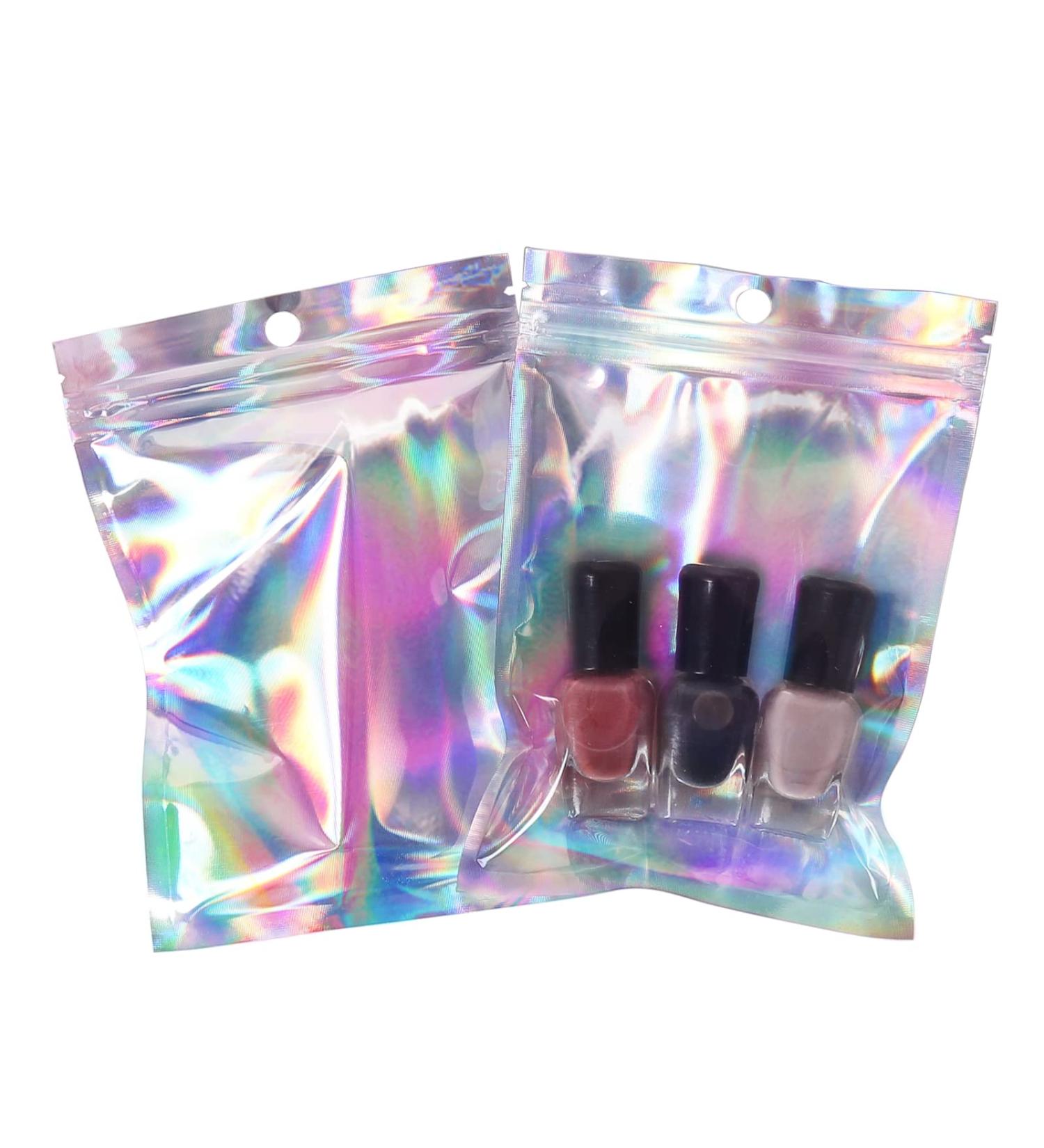 100pcs Holographic Mylar Bags 4x6 Inch - Resealable Foil Zip Lock Pouches for Candy, Jewelry, Lash, Lip Gloss - Gift Packaging Baggies - Buy Online on GoSupps.com