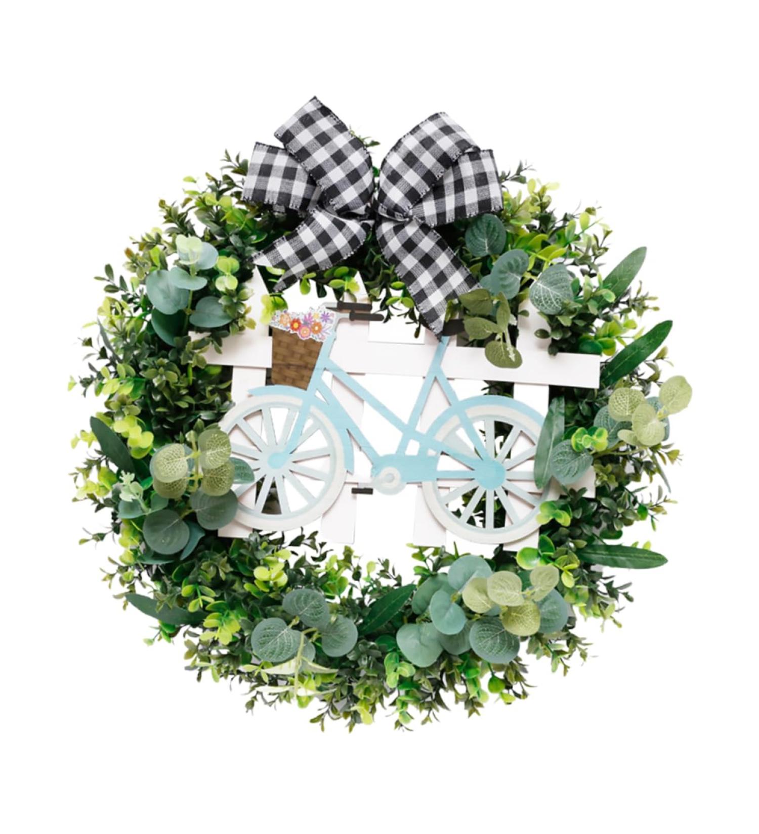 Zerodeko 1pc Artificial Garland House Ornaments Artificiales Para Easter Decoration Artificial Olive Wreath Plant Decorations Door Wreath with Bowknot Easter Wreath Household Wooden Boxwood - Buy Online on GoSupps.com