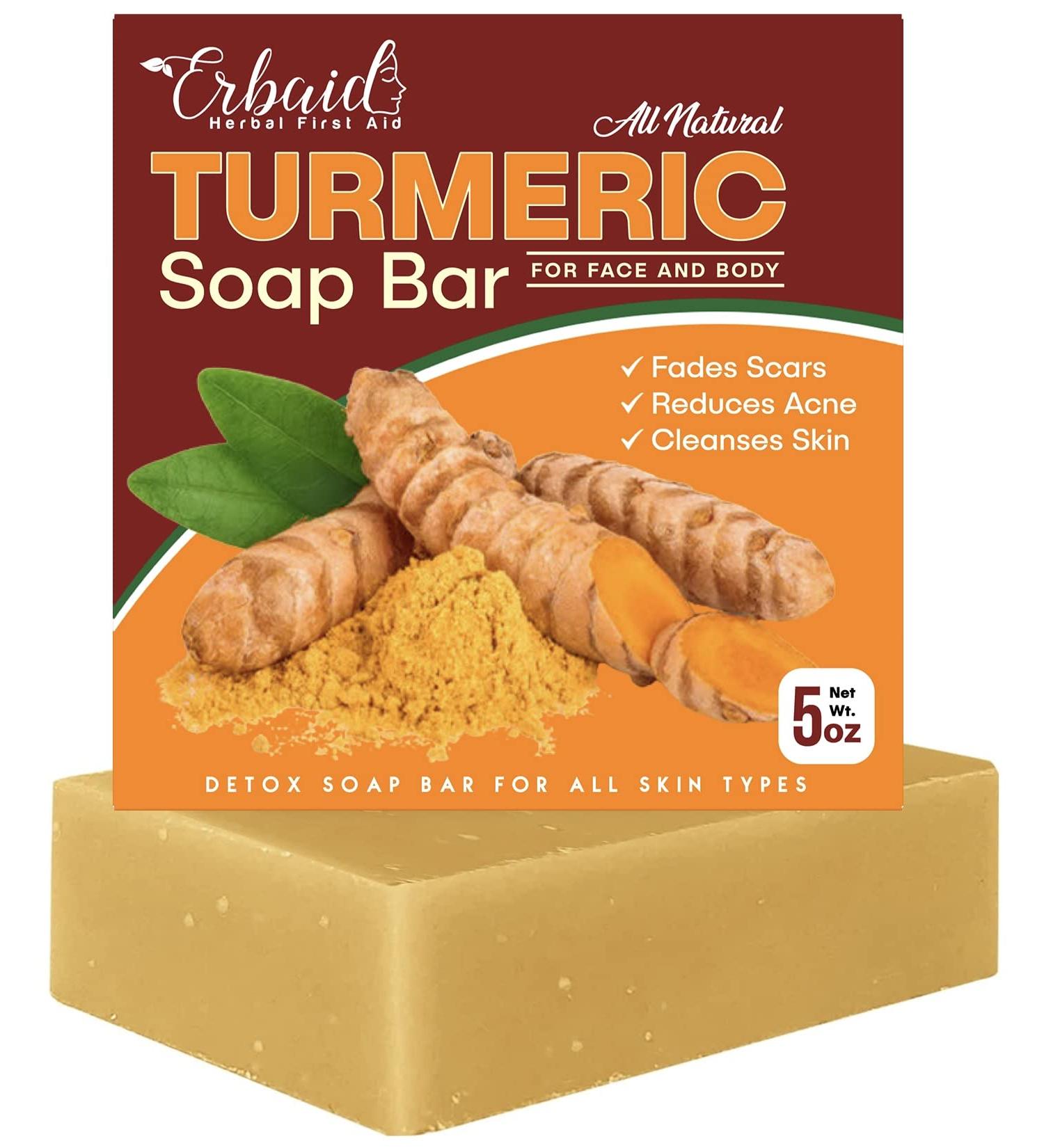 Turmeric Soap Bar for Face & Body - Skin Brightening, Dark Spot Treatment, Acne Reduction - 5oz Bar for All Skin Types - Buy Online on GoSupps.com