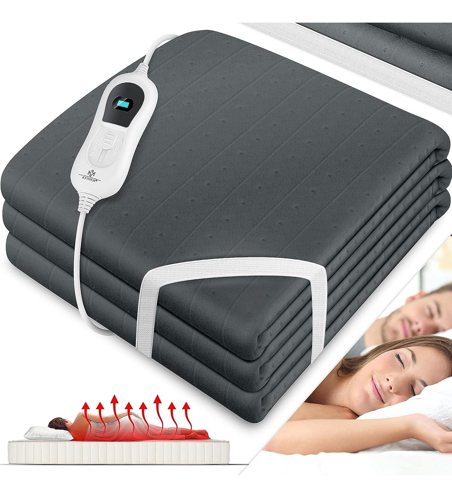 Kesser Double Heat Under Bed Blanket 160x140cm | Remote Control | 3 Temperature Levels | Soft Fleece Heated Bed Pad - Anthracite - Buy Online on GoSupps.com