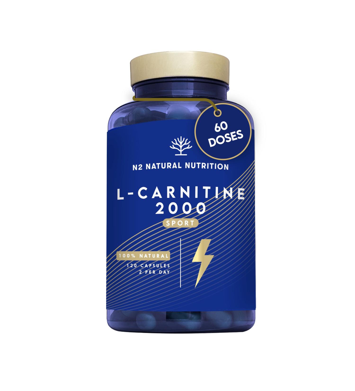 N2 Natural Nutrition L Carnitine 2000: High Concentration Energy Pills for Sports Performance & Muscle Recovery - 2 Months Supply - Buy Online on GoSupps.com