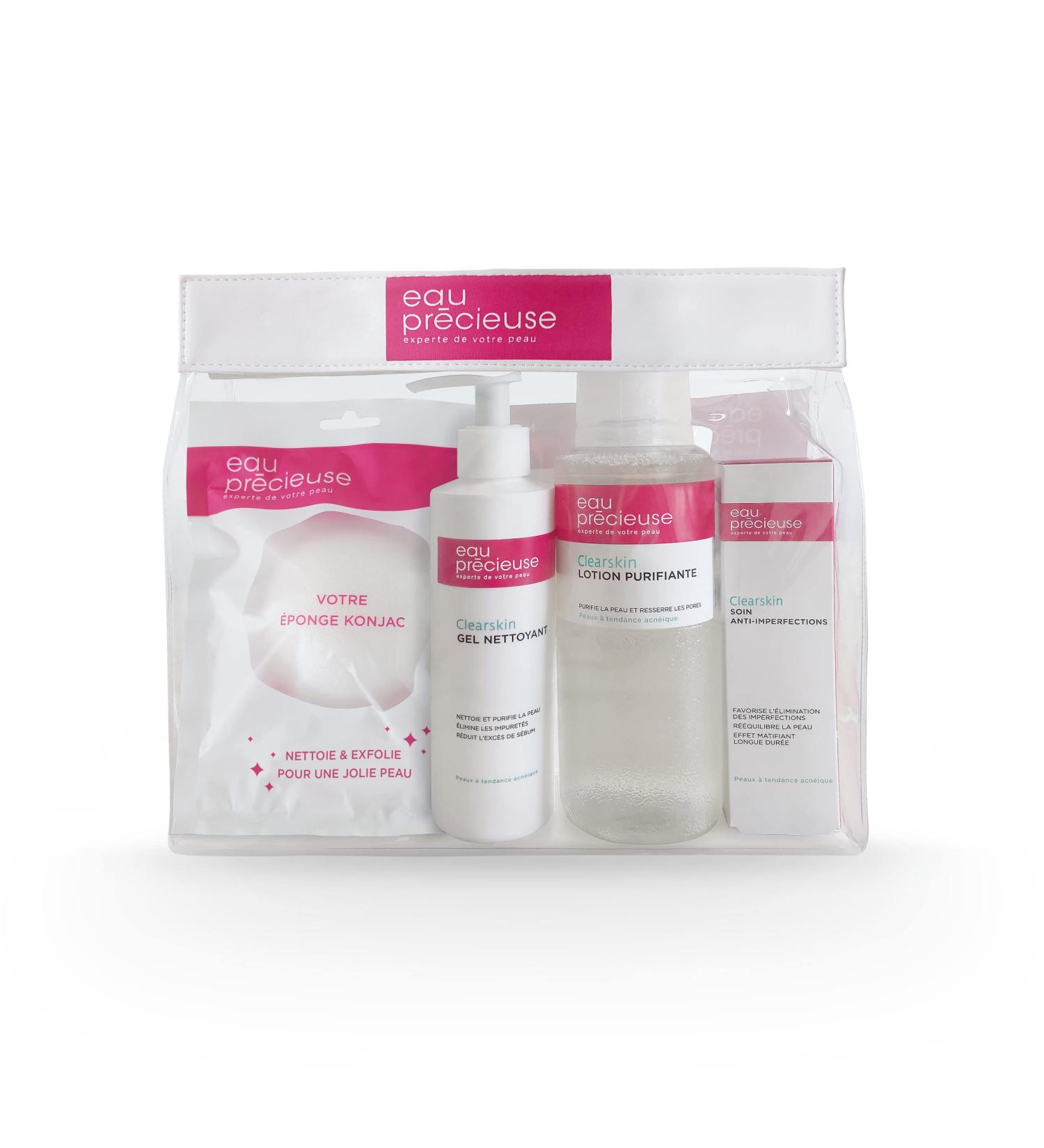 Eau Pr cieuse - My Essentials Kit 3 Face Care Products - Purifying Lotion - Cleansing Gel - Anti-Imperfection Treatment + 1 Free Konjac Sponge - Buy Online on GoSupps.com