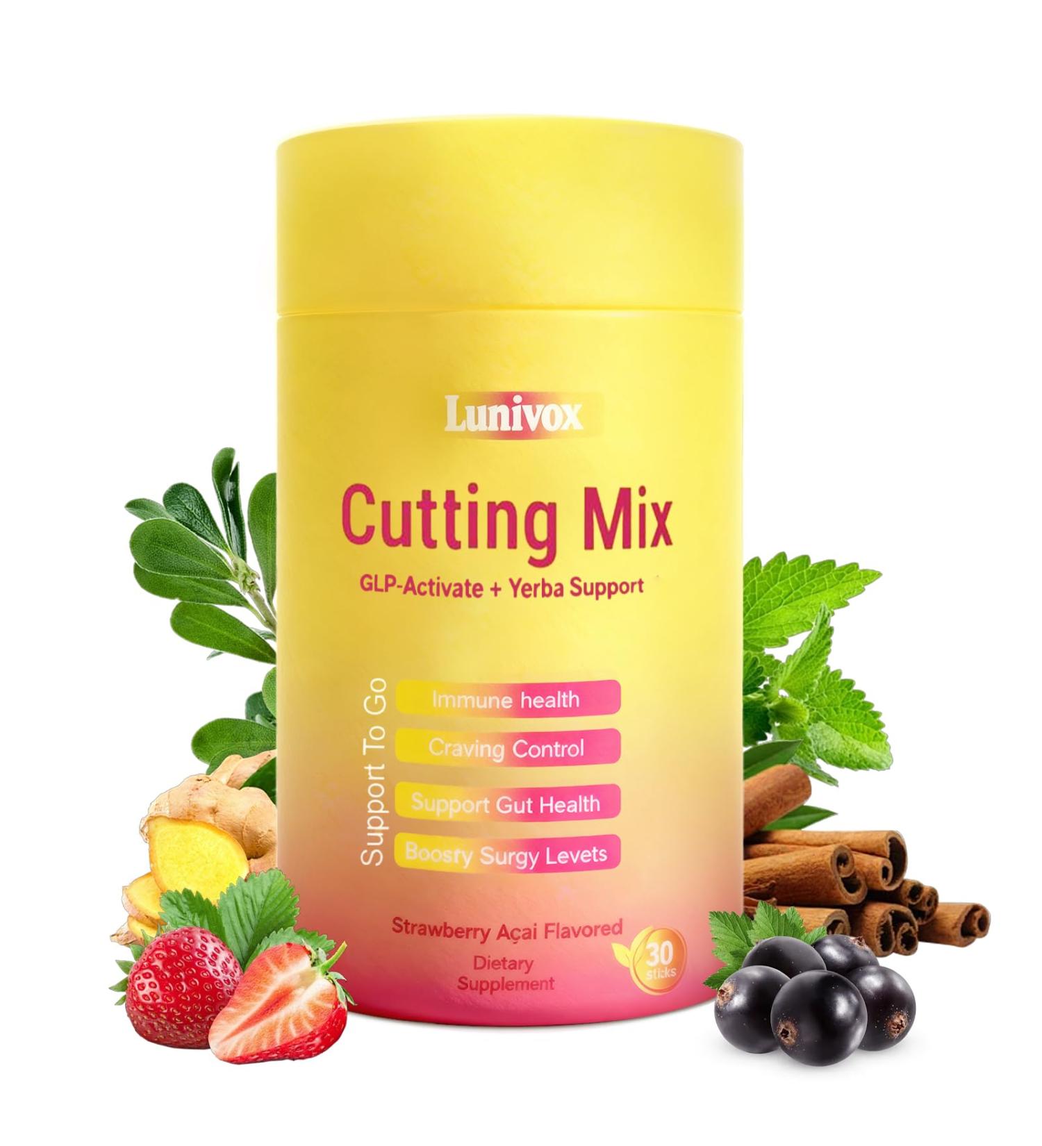 Cutting Drink Mix GLP-1 Drink Mix | Dual-Action Prebiotic Formula for Gut Wellness Support & Healthy Energy Boost | Non-GMO Gluten-Free & Vegan | Delicious Strawberry A a Flavor (30 Sticks) - Buy Online on GoSupps.com