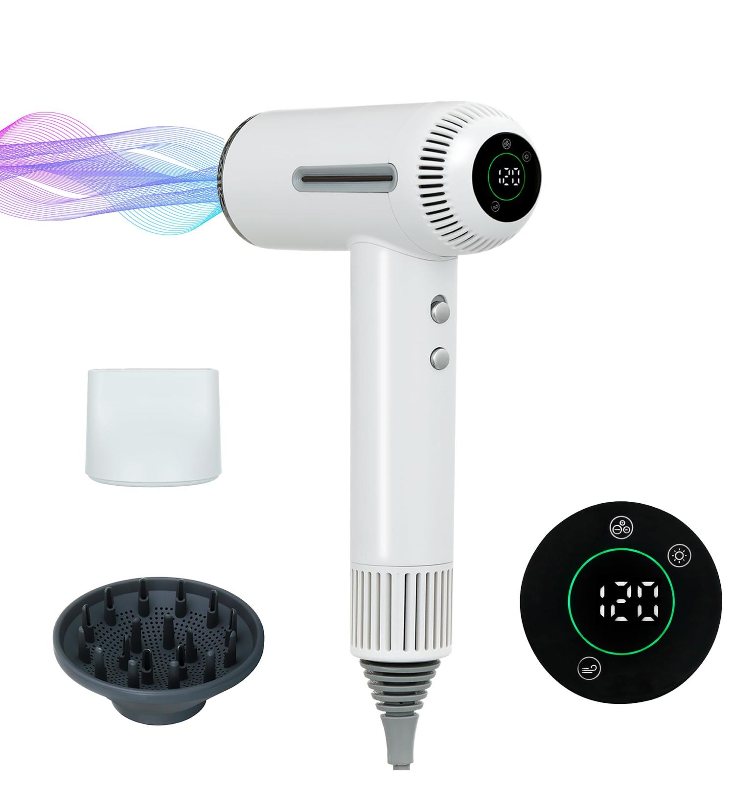 Premium 1600W Ionic Hair Dryer - 7 Temps 31 Modes Intelligent Control Self-Cleaning | Low Noise & LCD Display | Ideal for Facial Care - Buy Online on GoSupps.com