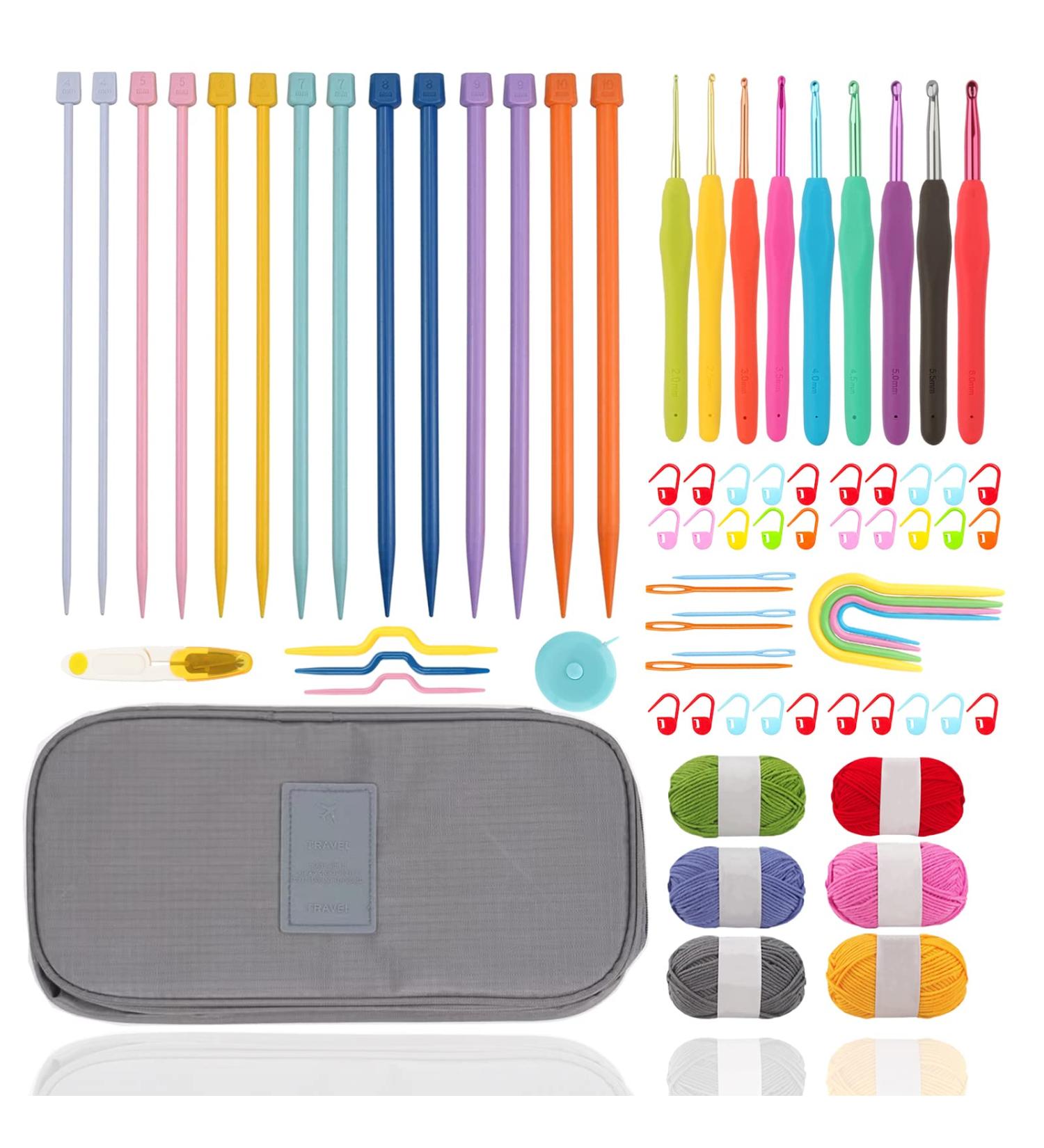 QLRFFLJOY 75 pcs Knitting Kit for Beginners - Yarn Starter Set with Needles & Hooks for DIY Crochet and Weaving - Ideal for Scarves, Sweaters, and More - Buy Online on GoSupps.com