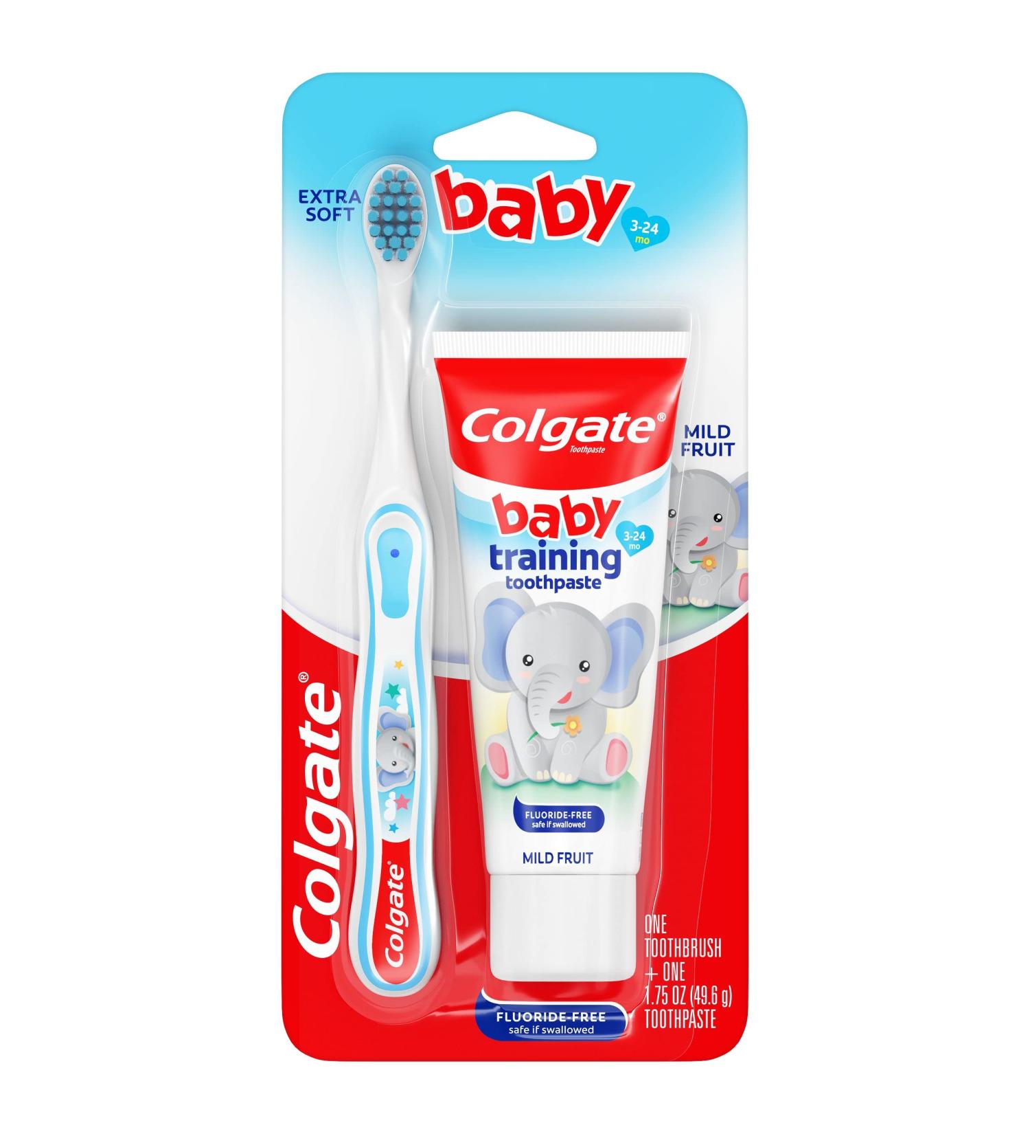Colgate Baby Training Toothpaste & Toothbrush Kit | Mild Fruit Flavor | Ages 3-24 Months - Buy Online on GoSupps.com